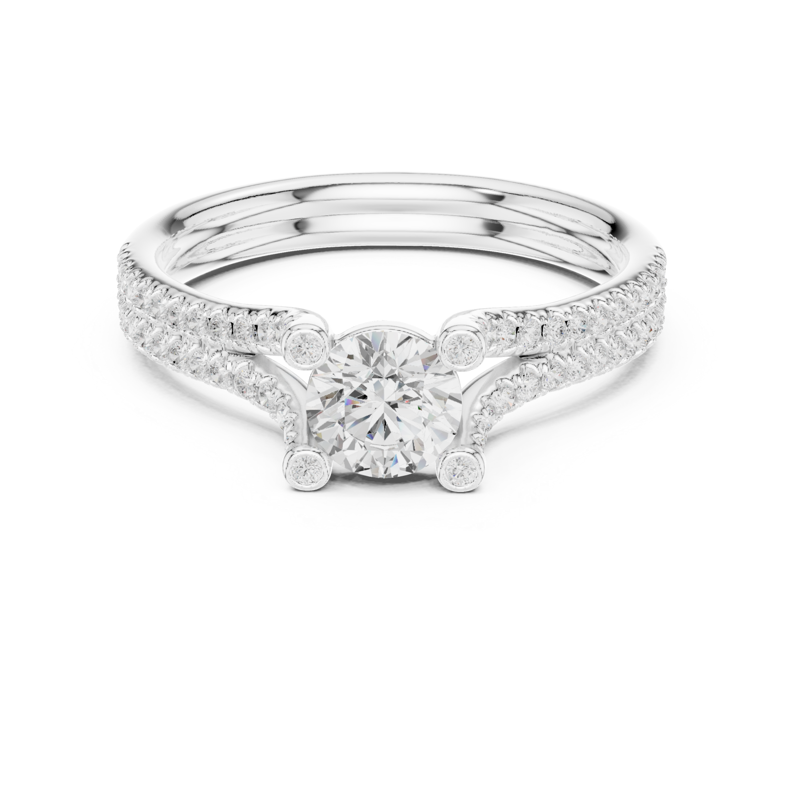  White Gold Starlit Curve Enchantment Eternity Band Front View