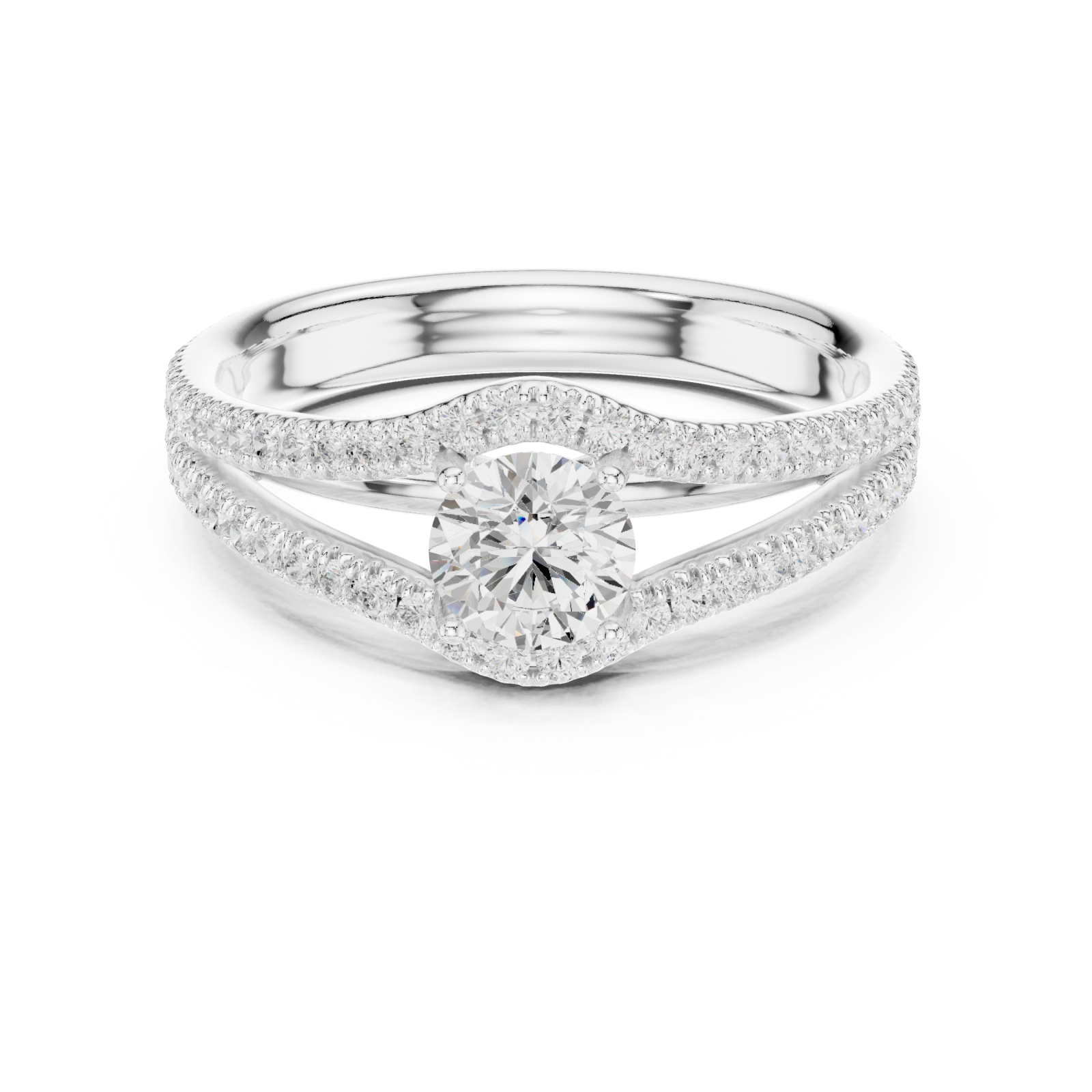  White Gold Twilight Kiss Vintage Inspired Statement Ring Front View