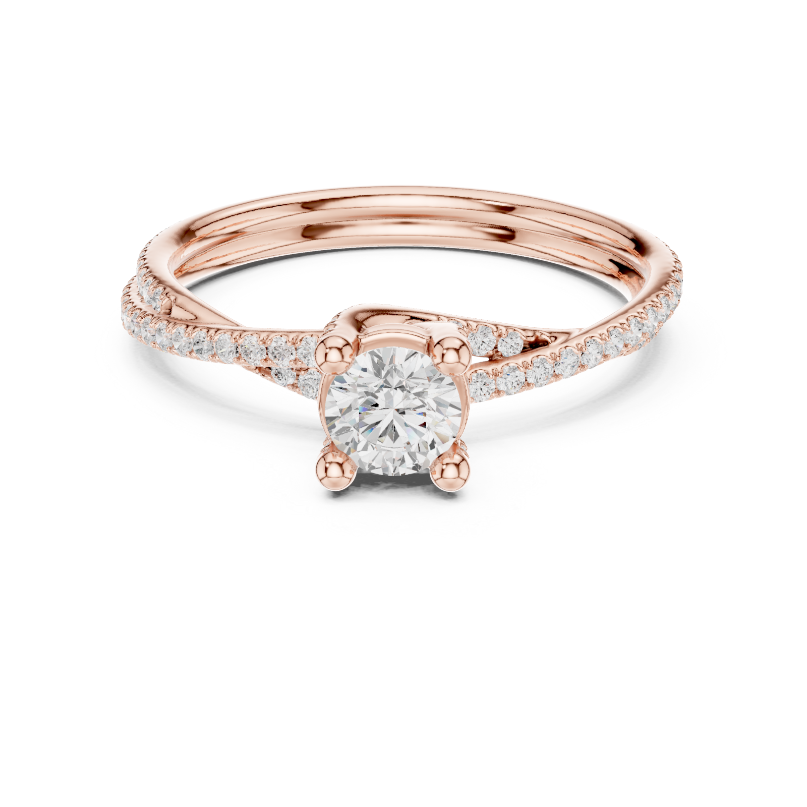  Rose Gold Celestial Promise Sparkle Ring Front View