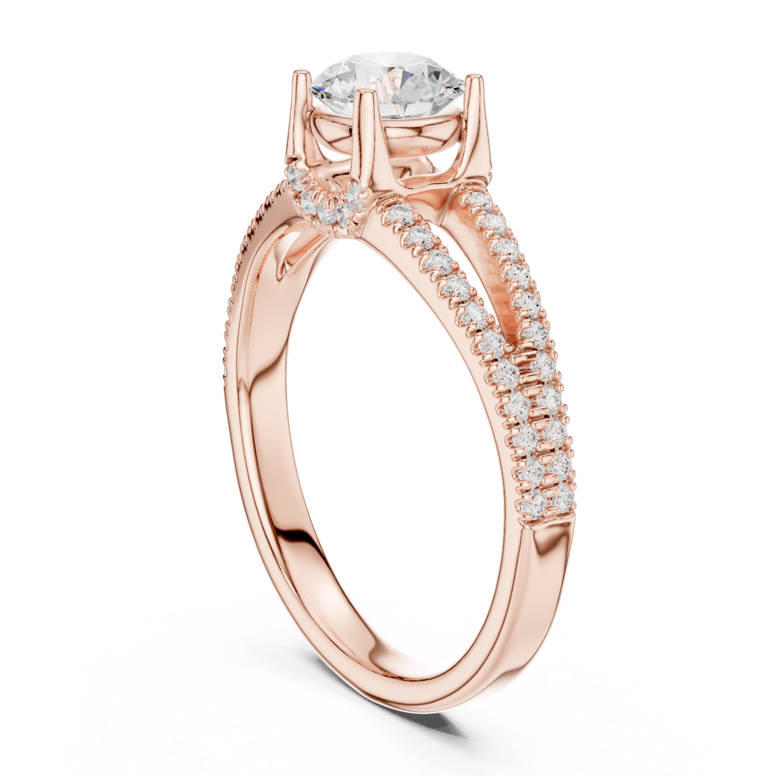  Rose Gold Radiance Bloom Classic Engagement Ring Left View