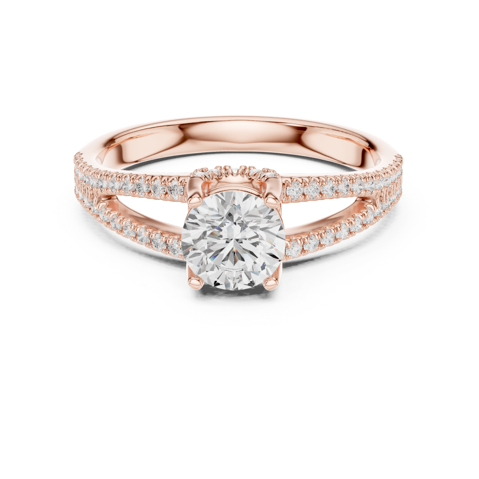  Rose Gold Radiance Bloom Classic Engagement Ring Front View