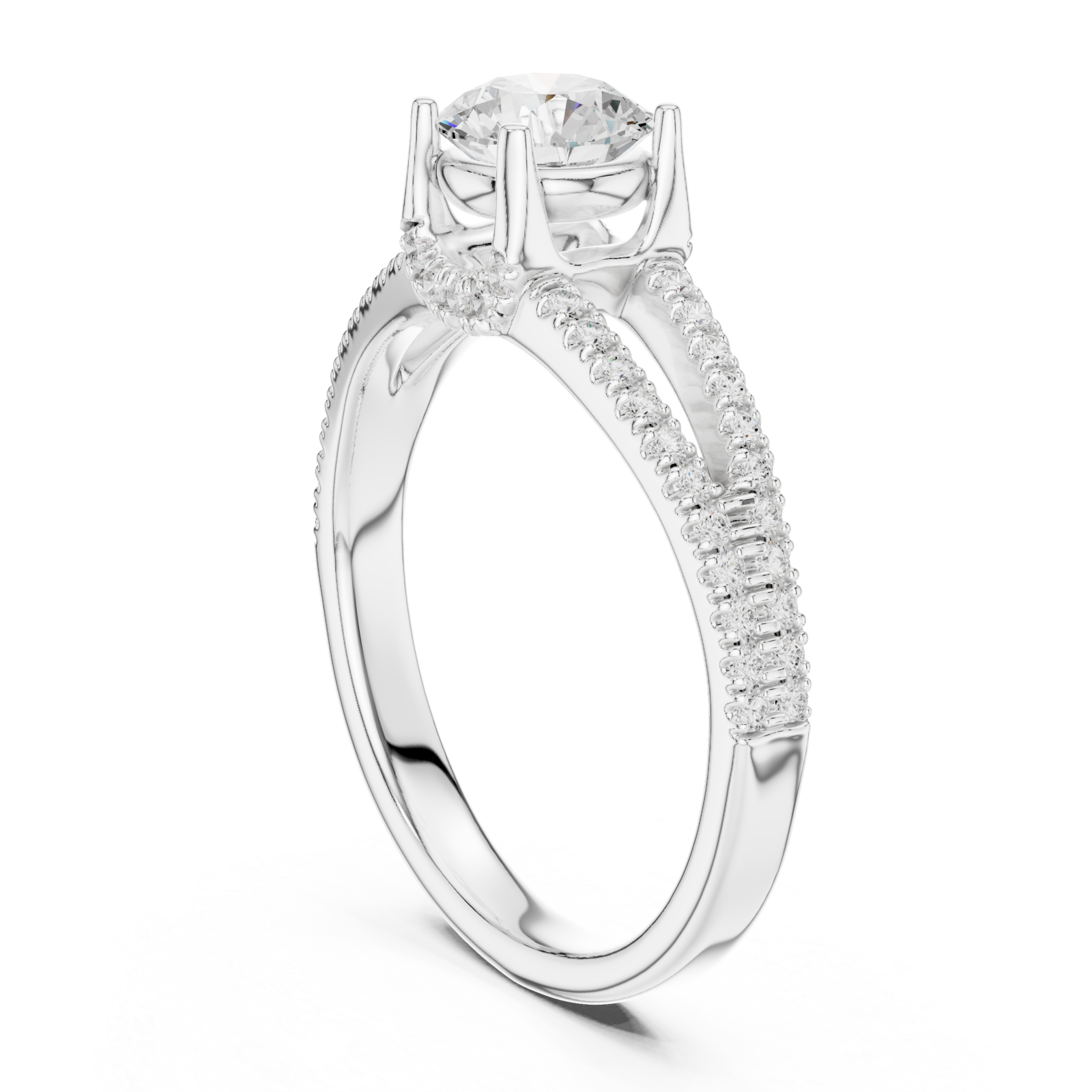  White Gold Radiance Bloom Classic Engagement Ring Left View