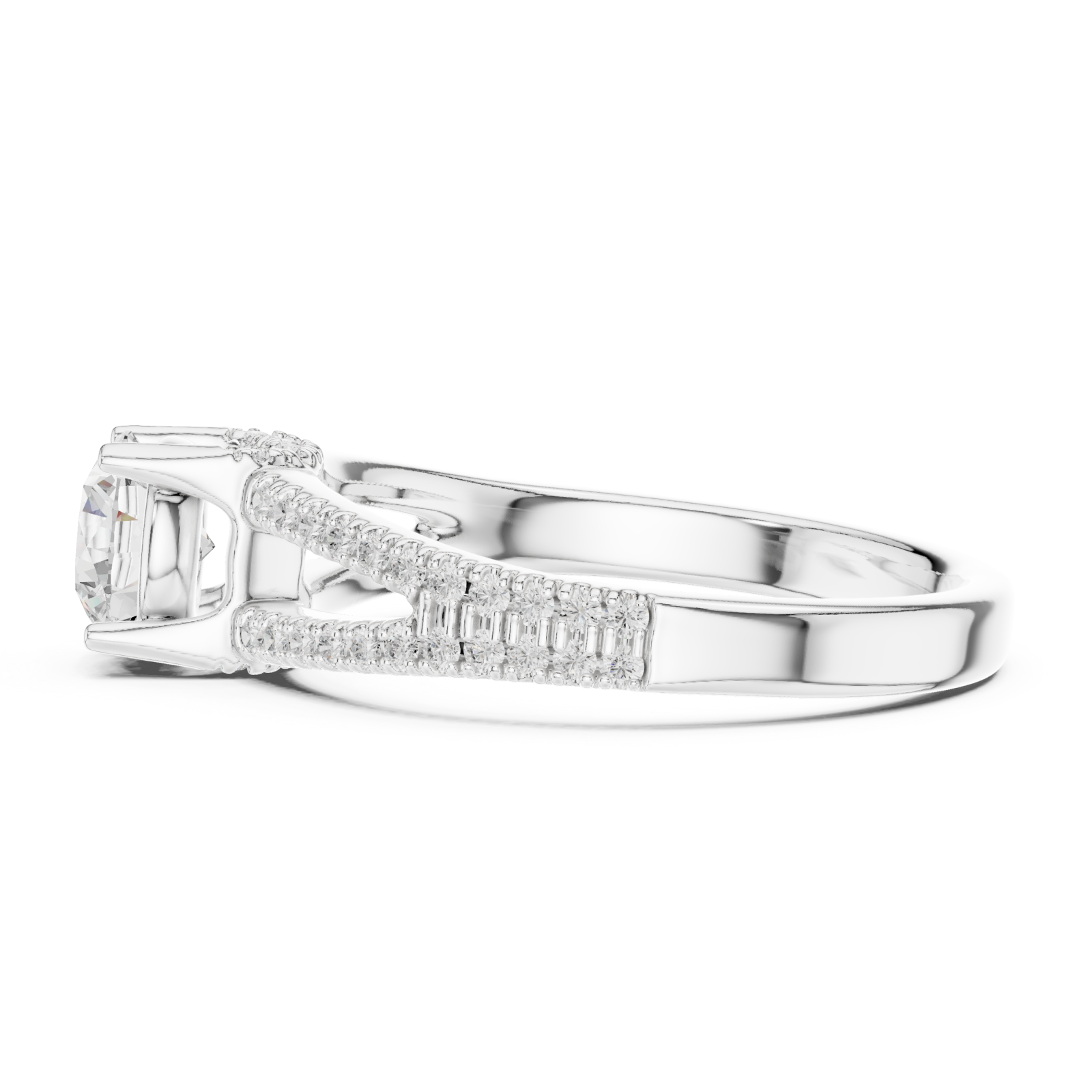  White Gold Radiance Bloom Classic Engagement Ring Side View