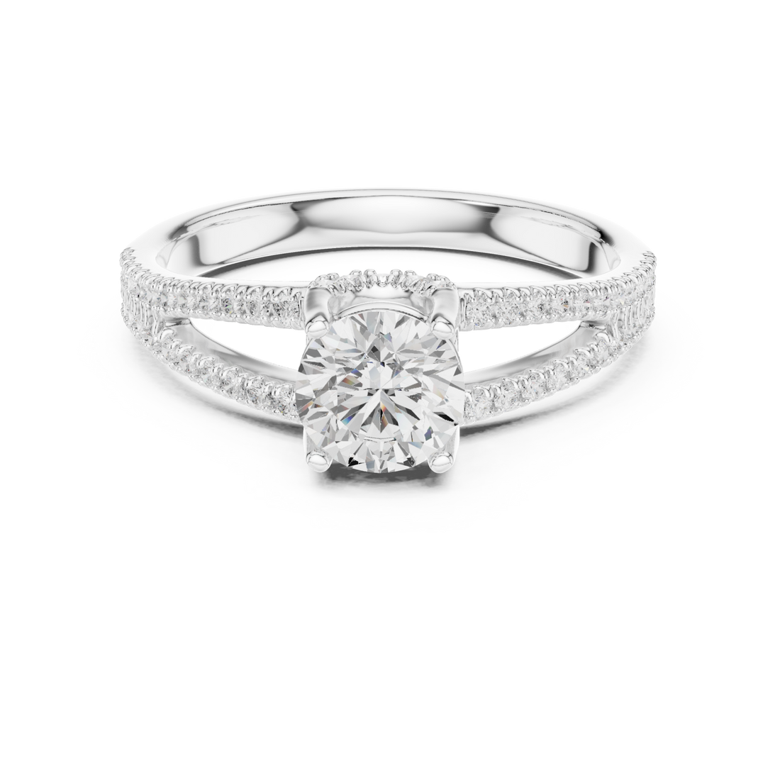  White Gold Radiance Bloom Classic Engagement Ring Right View