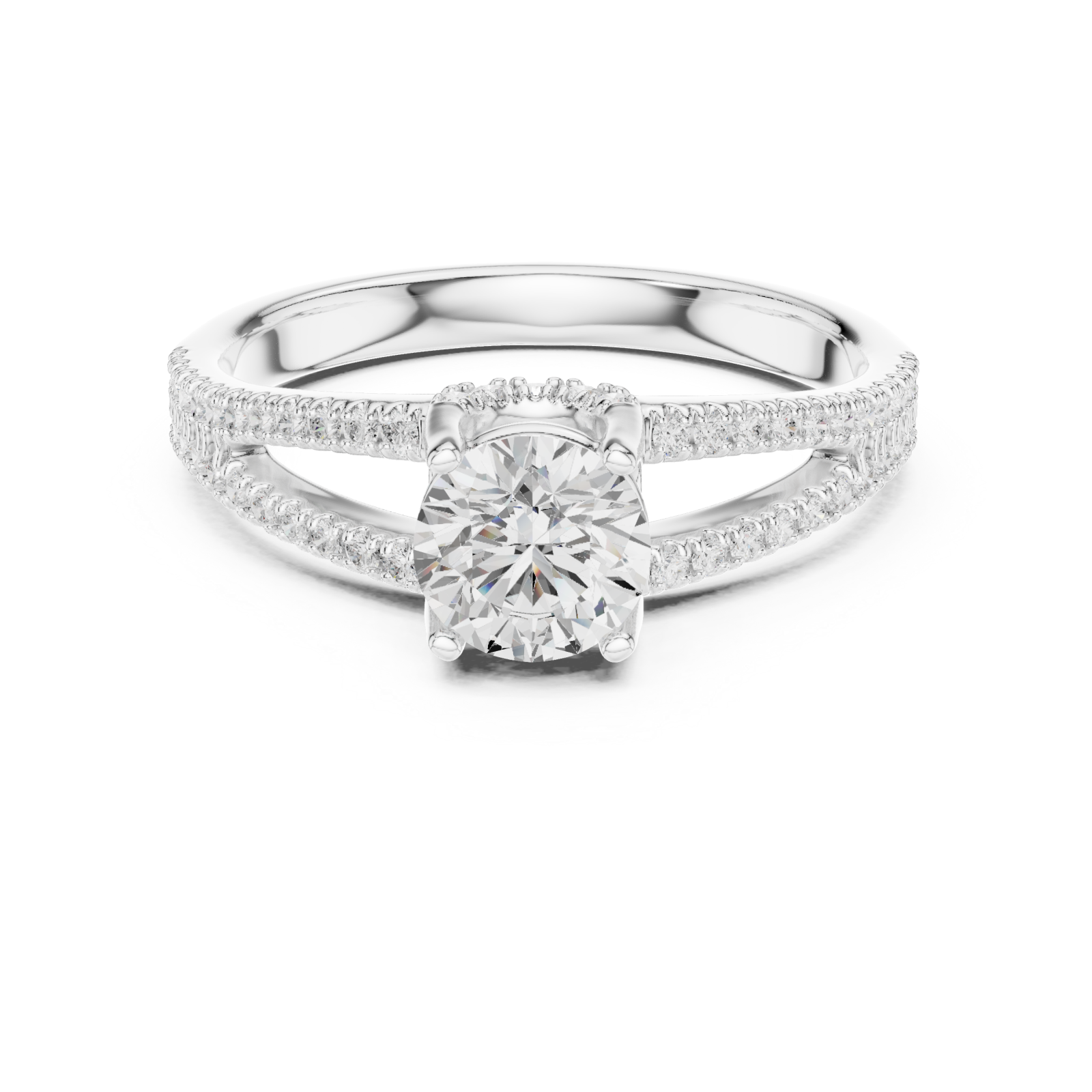  White Gold Radiance Bloom Classic Engagement Ring Front View