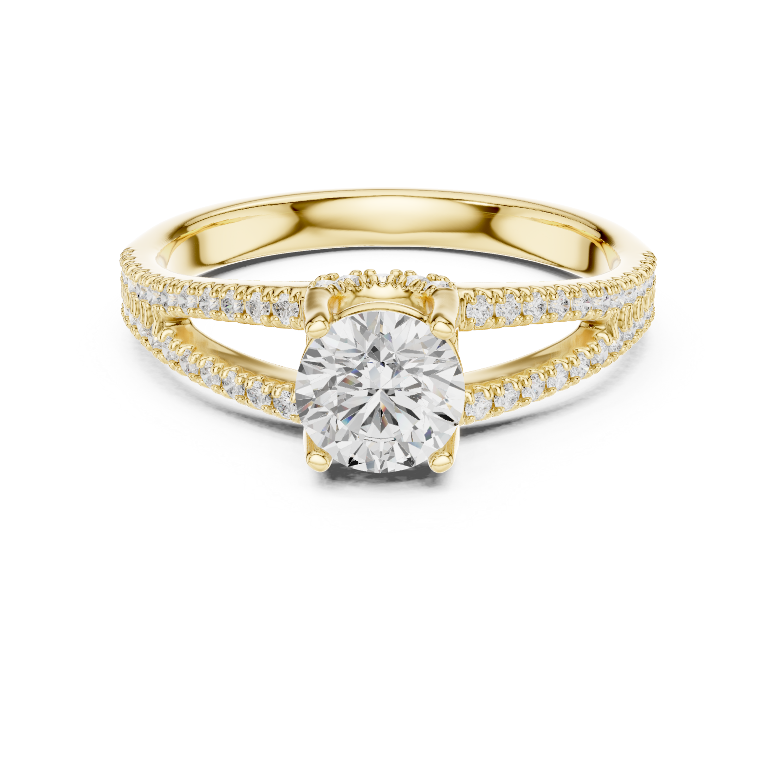  Gold Radiance Bloom Classic Engagement Ring Front View