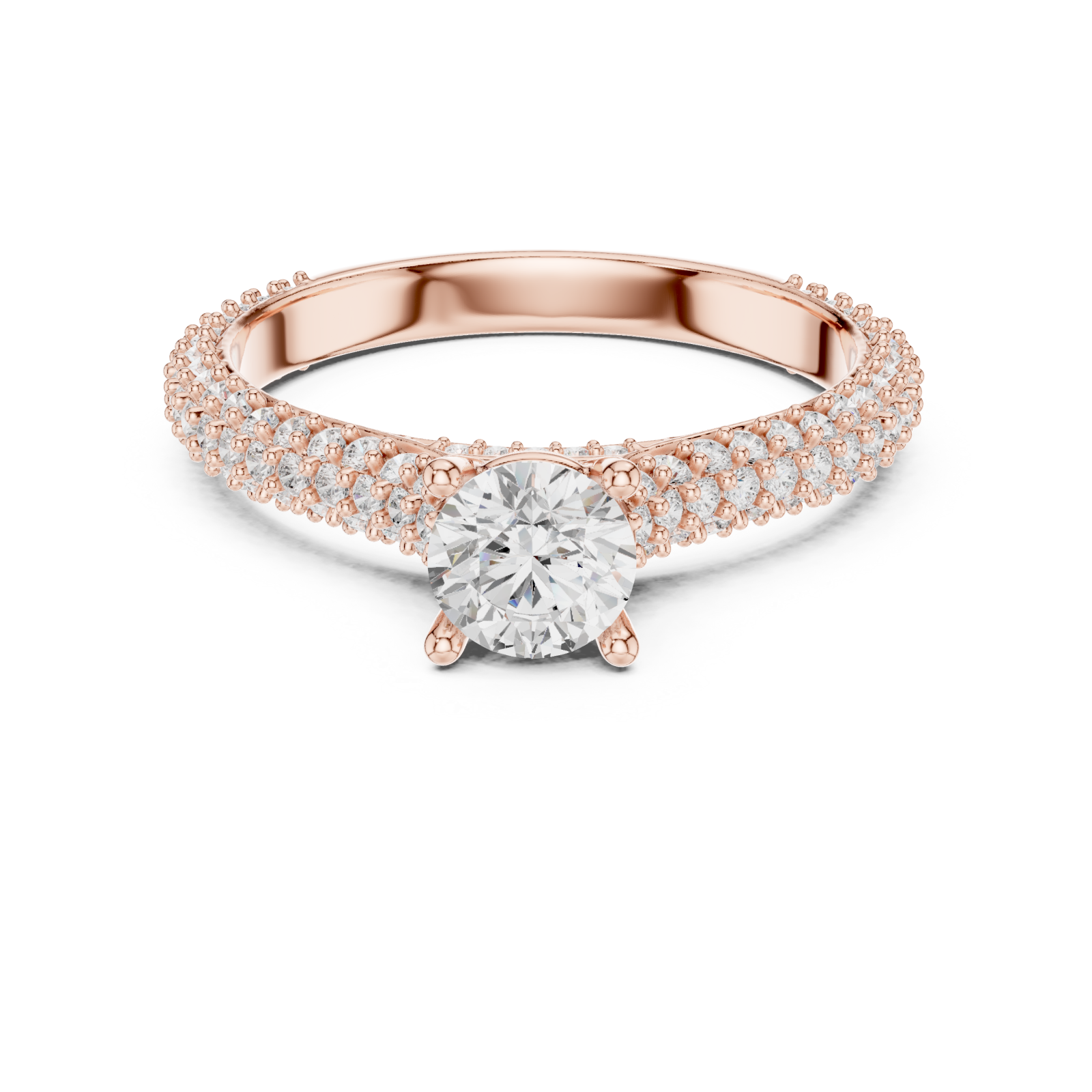  Rose Gold Enchanted Promise Solitaire Elegance Ring Front View