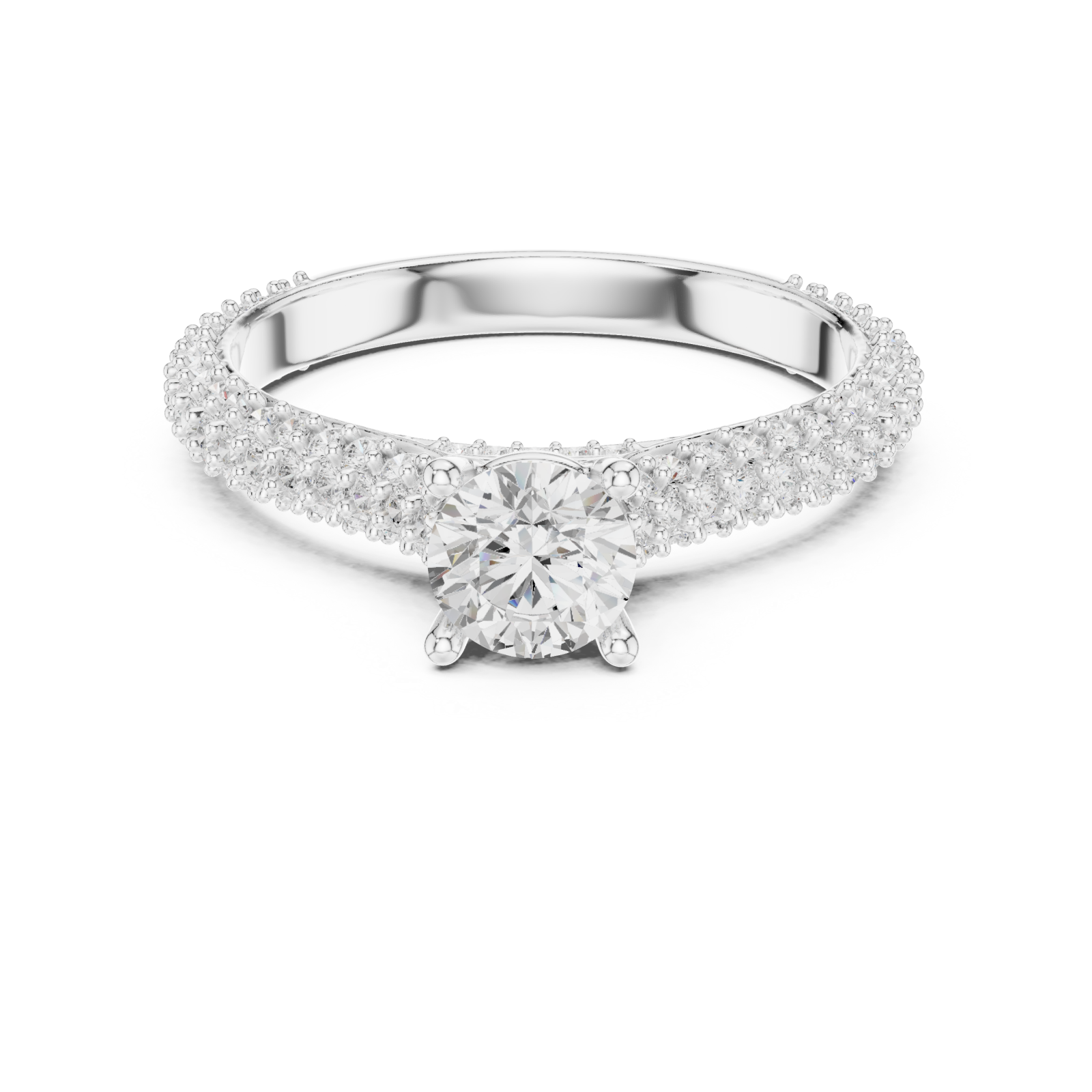  White Gold Enchanted Promise Solitaire Elegance Ring Front View