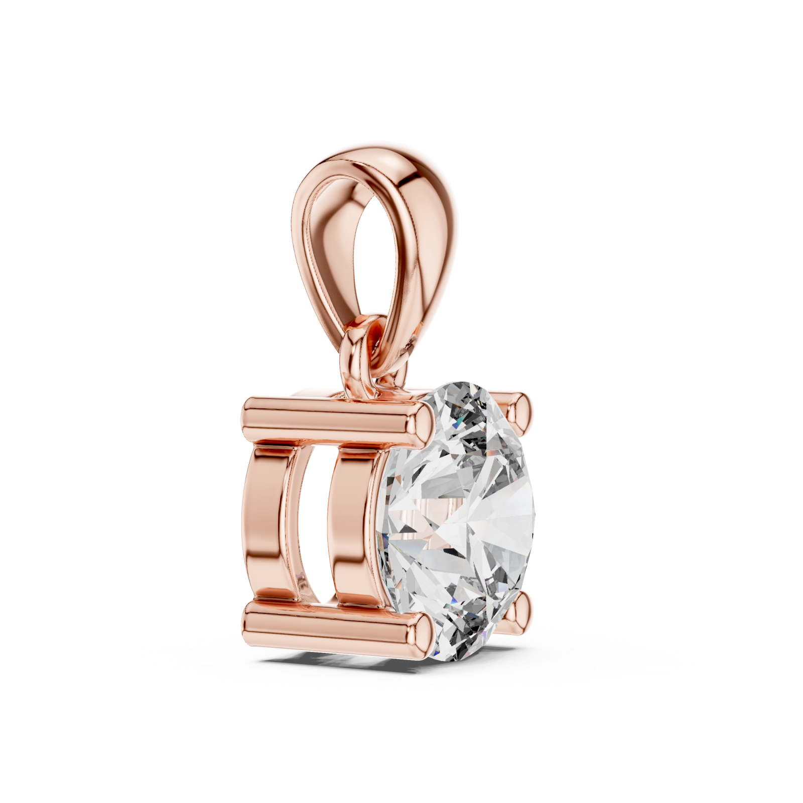  Rose Gold Infinity Whisper Signature Solitaire Pendant Side View