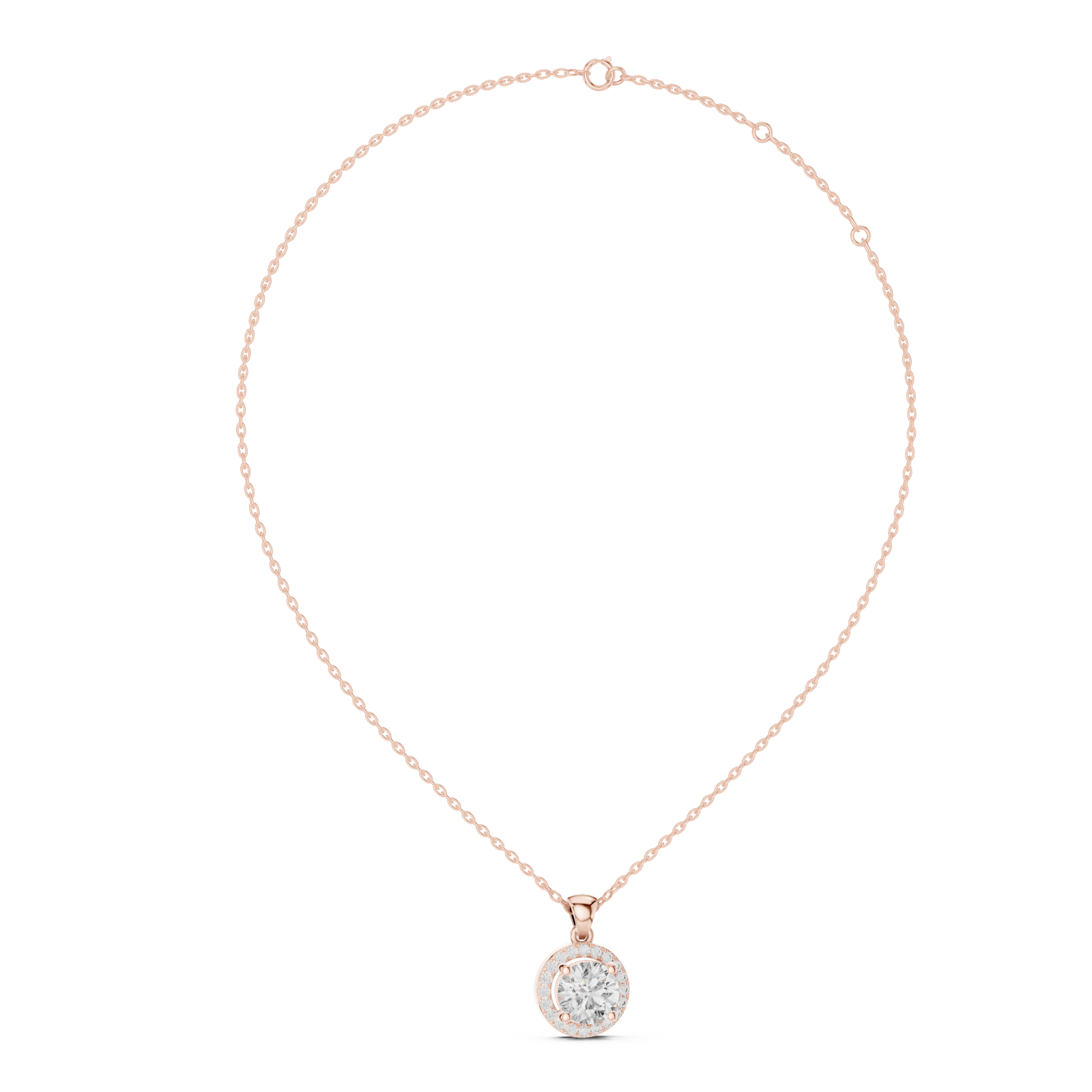  Rose Gold Serene Bloom Light Reflection Pendant Left View