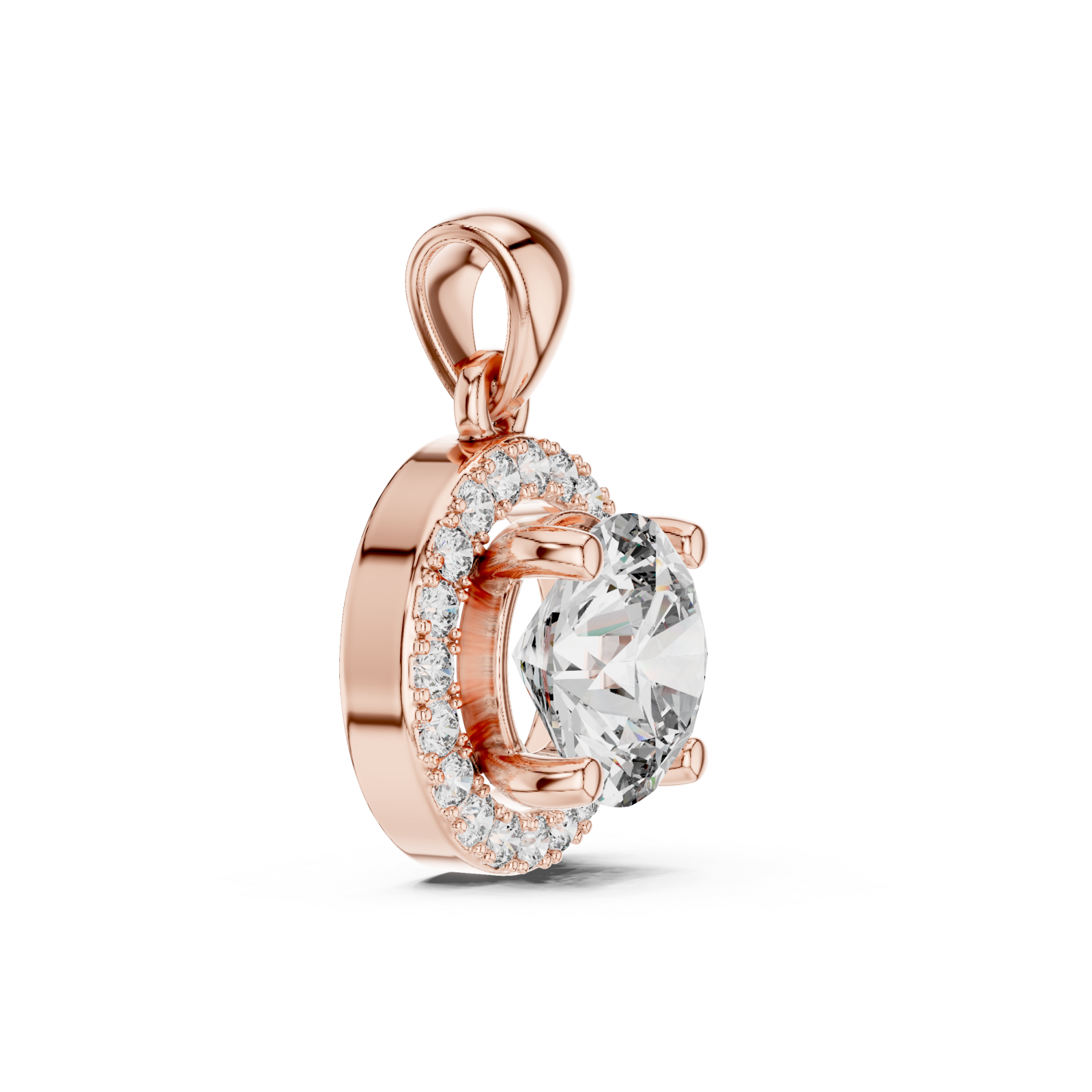  Rose Gold Serene Bloom Light Reflection Pendant Side View