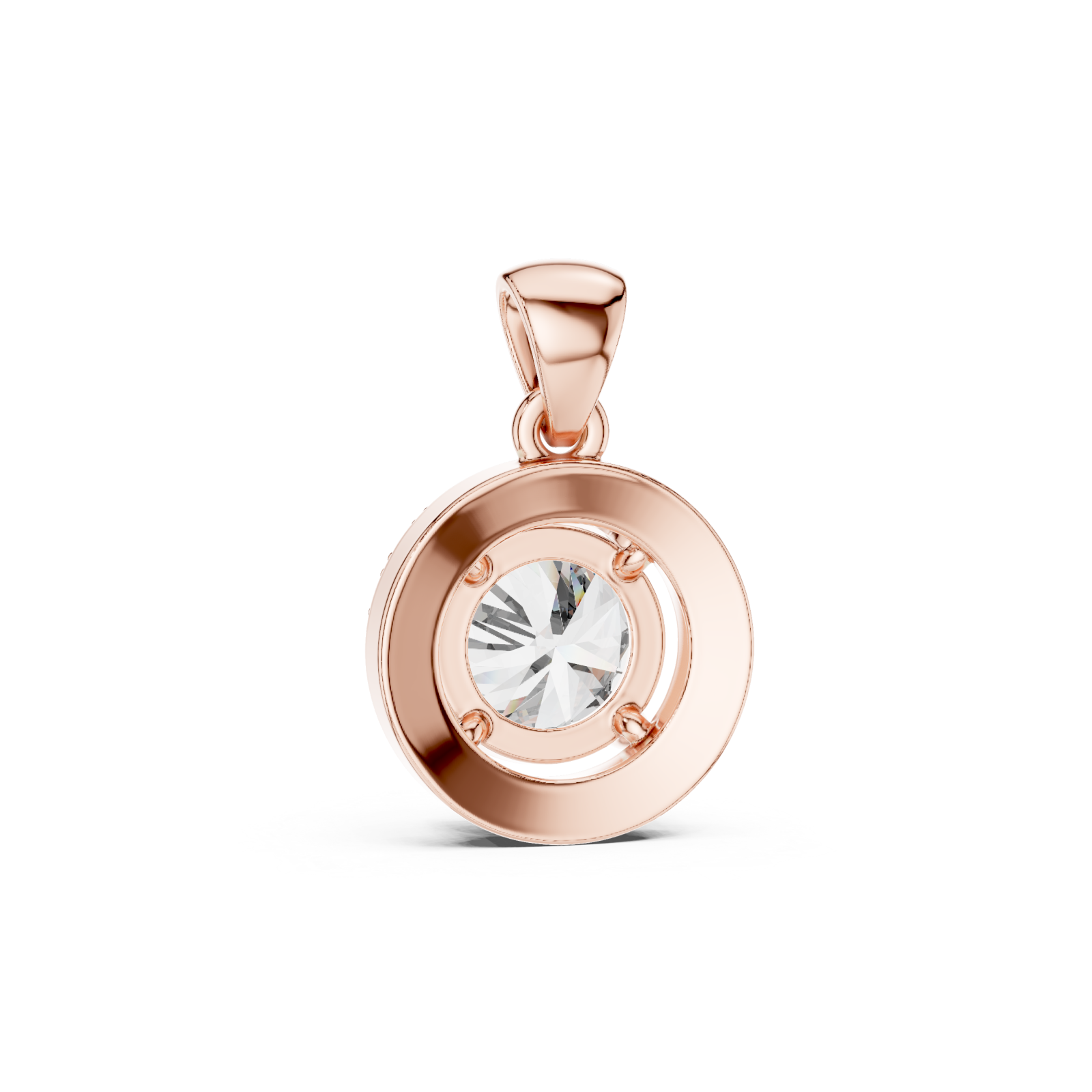  Rose Gold Serene Bloom Light Reflection Pendant Front View