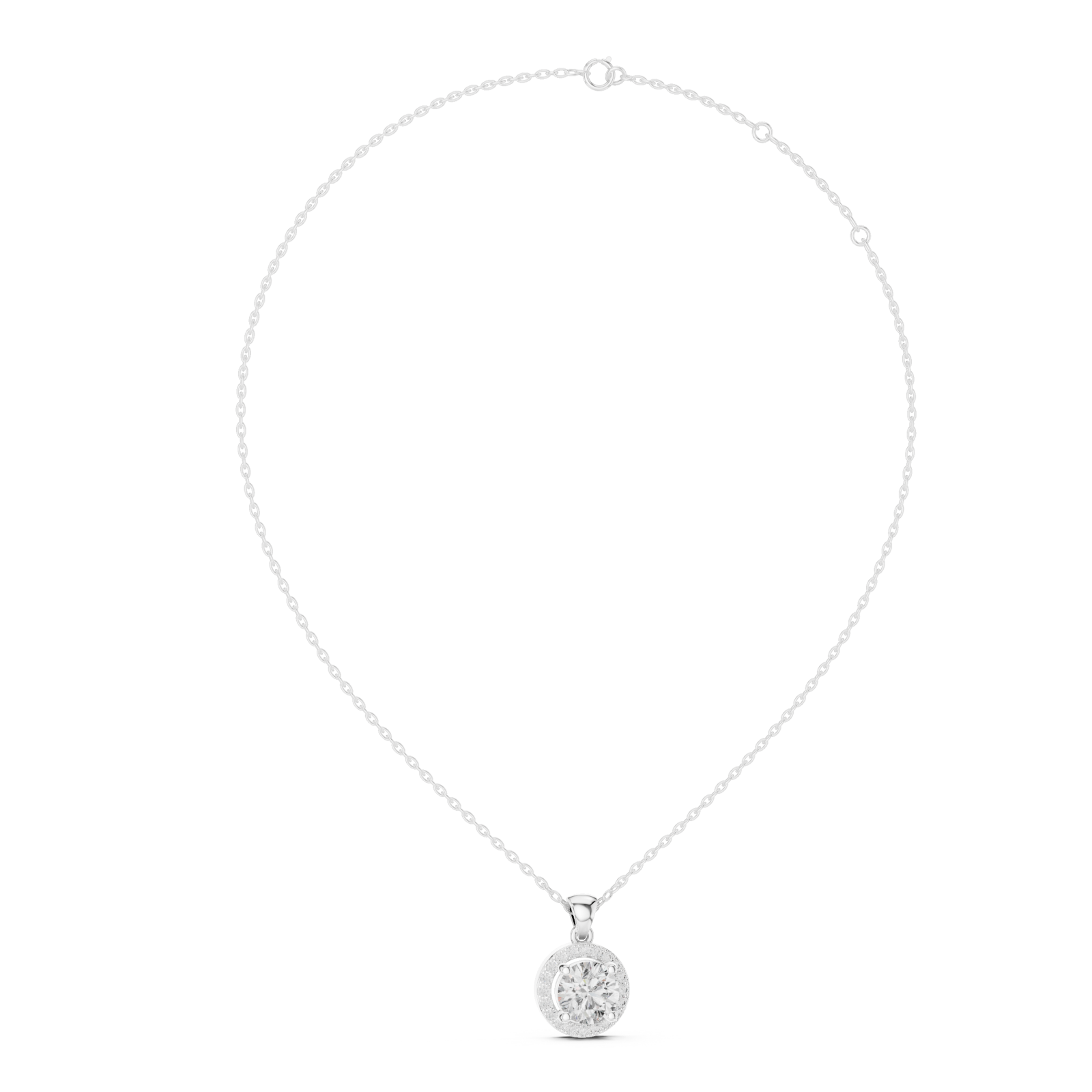  White Gold Serene Bloom Light Reflection Pendant Left View