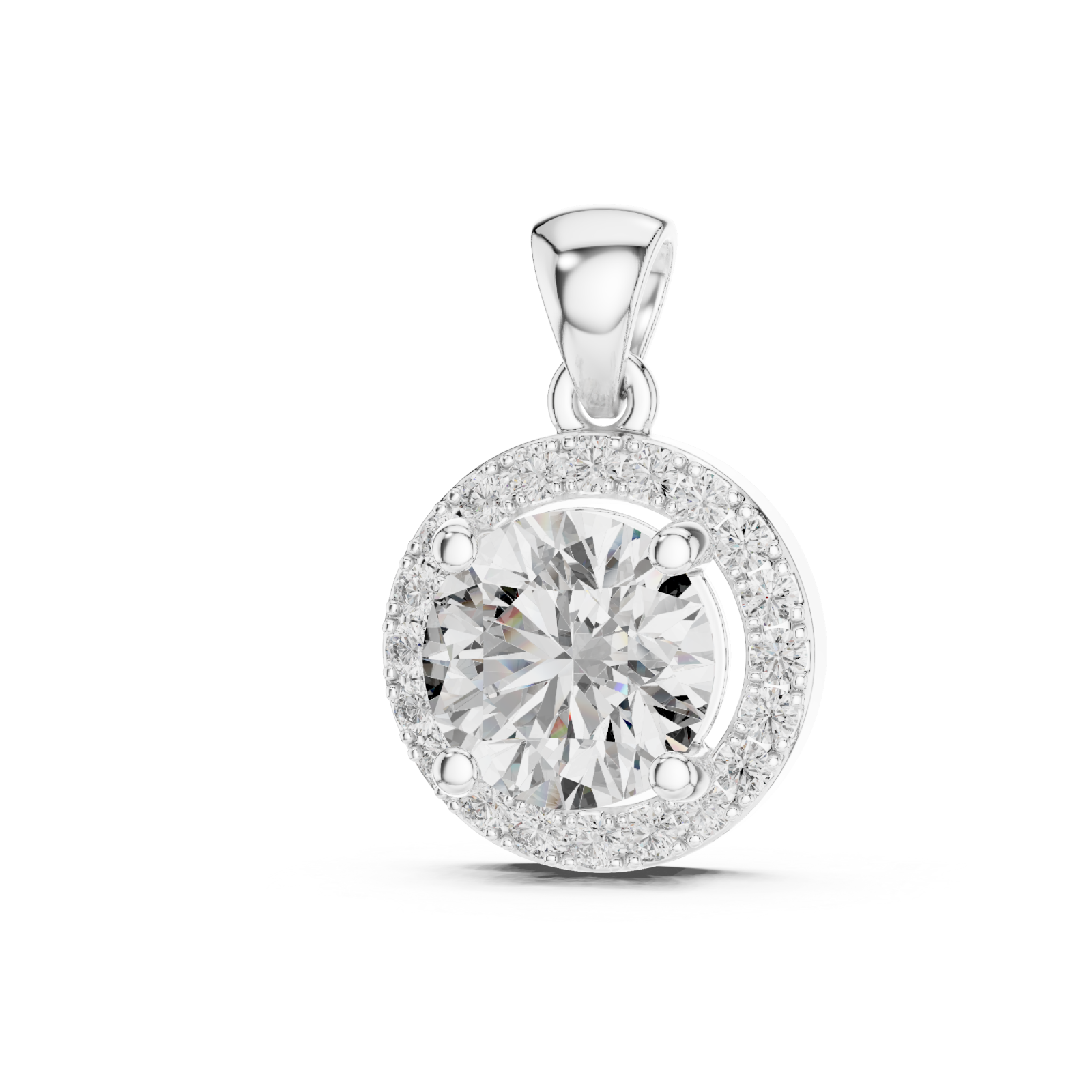  White Gold Serene Bloom Light Reflection Pendant Right View