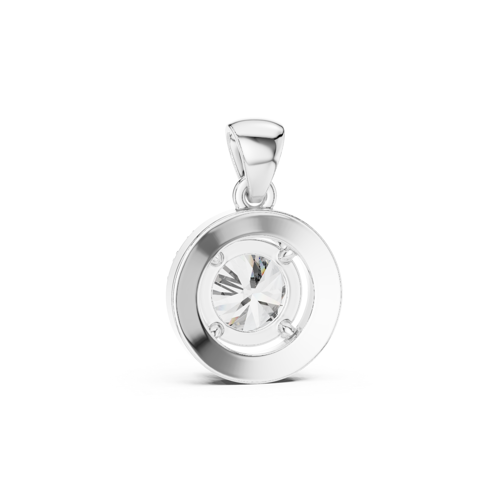  White Gold Serene Bloom Light Reflection Pendant Front View