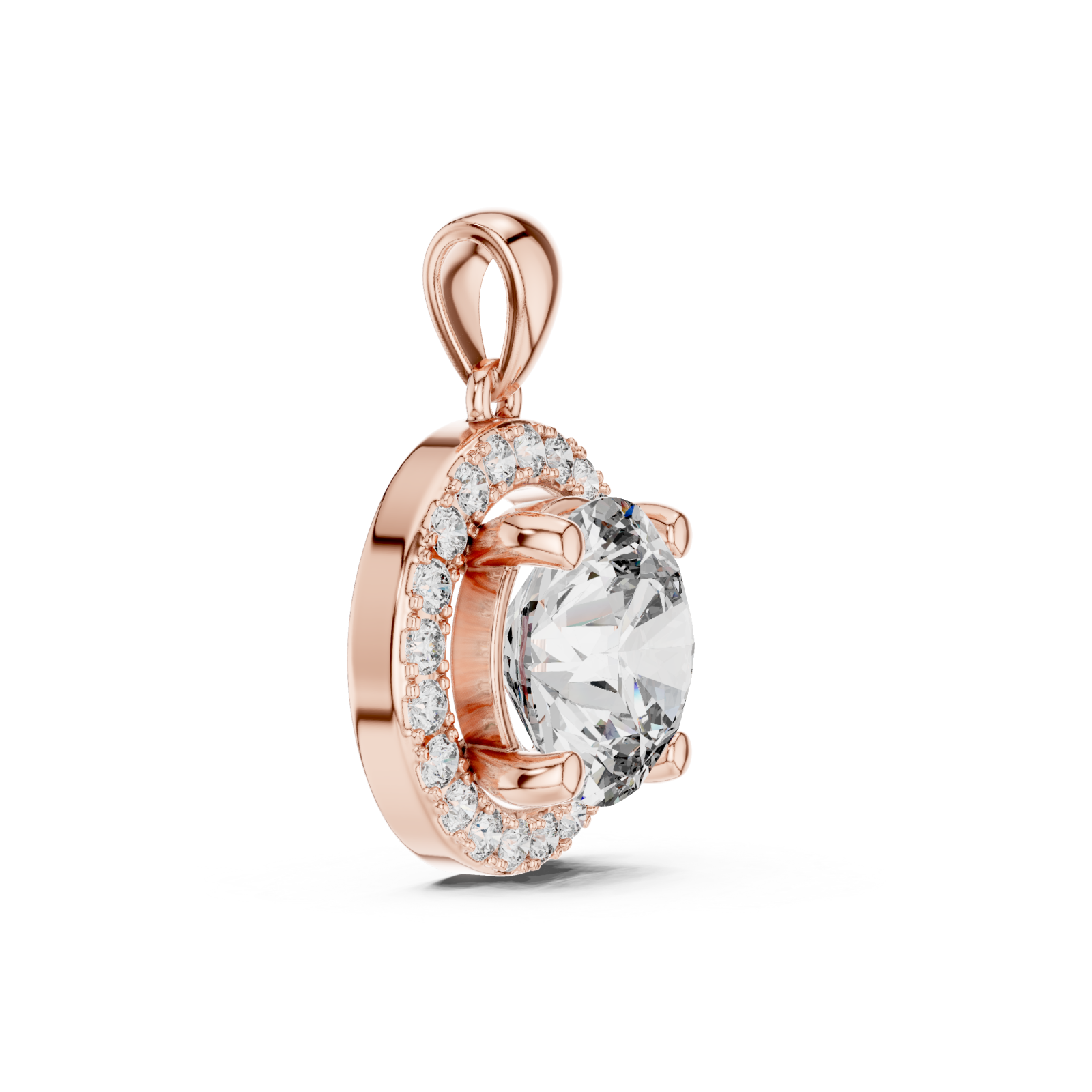  Rose Gold Lustrous Opulence Whisper Pendant Side View