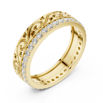 Gold Majestic Fleur Ribbon Eternity Band Right View
