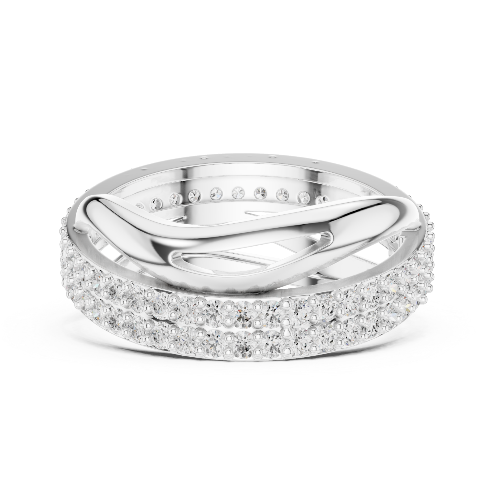  White Gold Twilight Embrace Sparkling Charm Band Side View