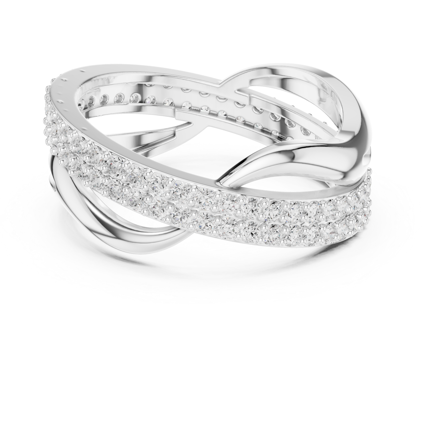  White Gold Twilight Embrace Sparkling Charm Band Front View