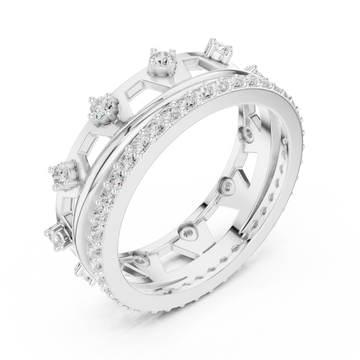  White Gold Ornate Radiance Double Row Ring Right View