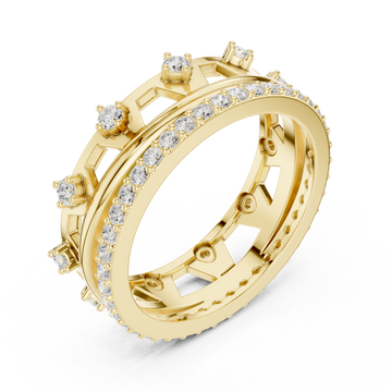 Gold Ornate Radiance Double Row Ring Right View