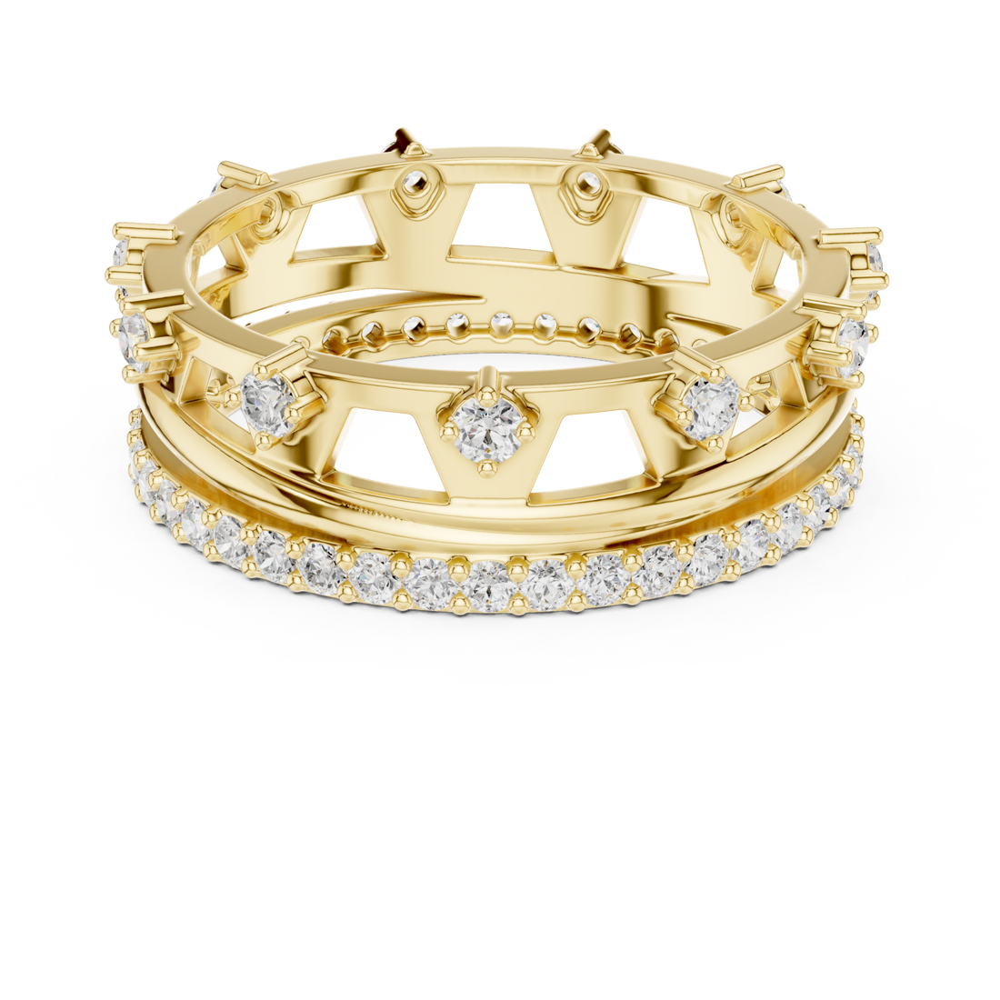 Gold Ornate Radiance Double Row Ring Right View