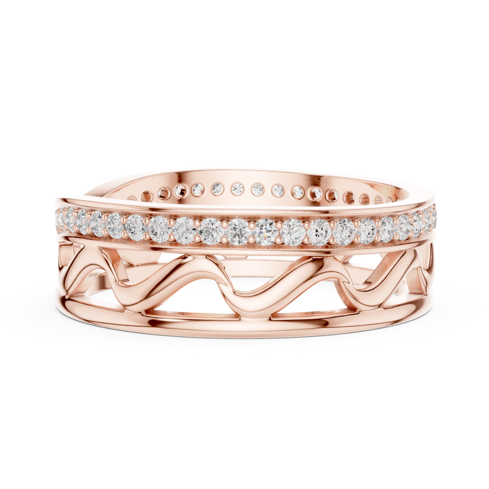 Rose Gold Celestial Infinity Dual Band Artistic Ring Side View