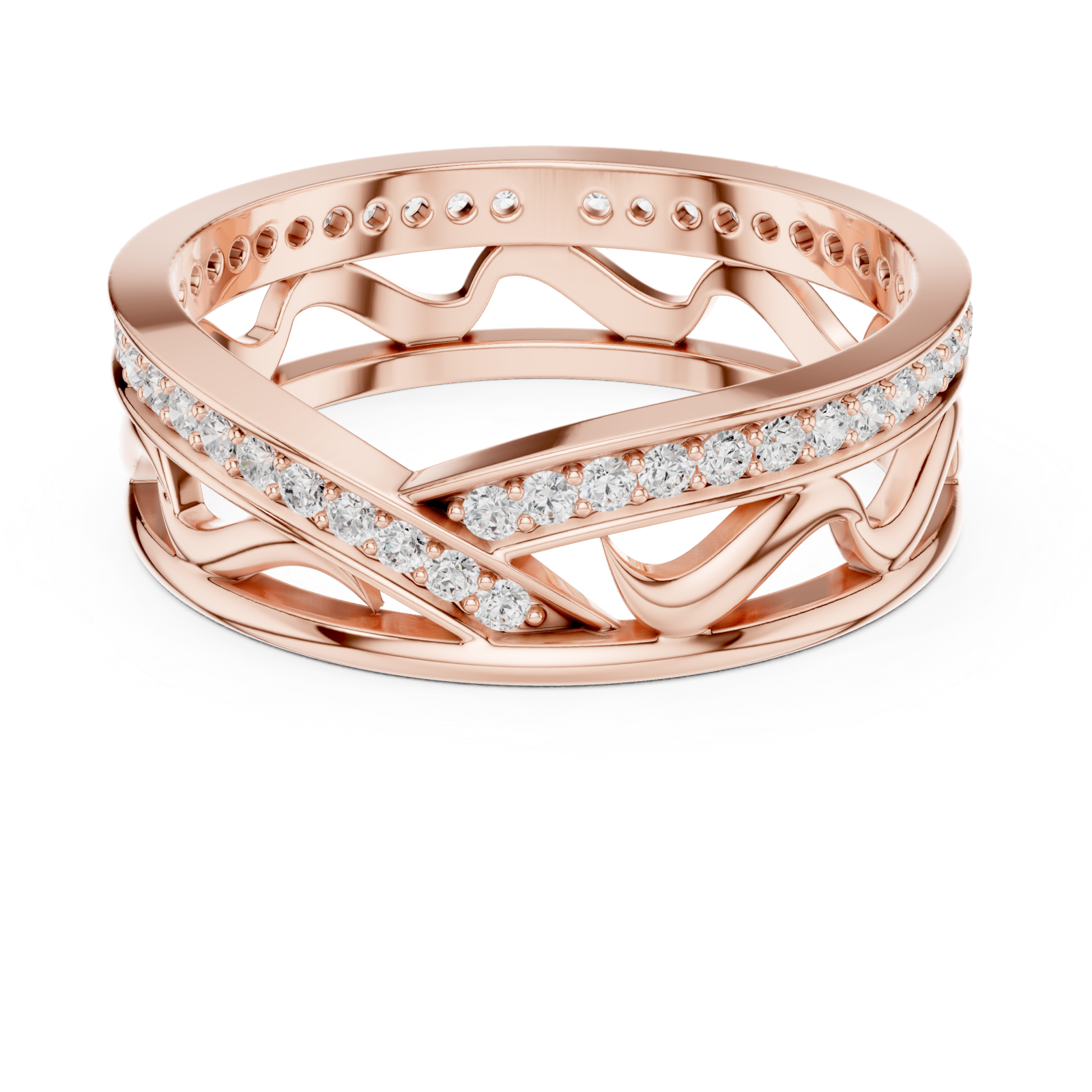  Rose Gold Celestial Infinity Dual Band Artistic Ring Front View