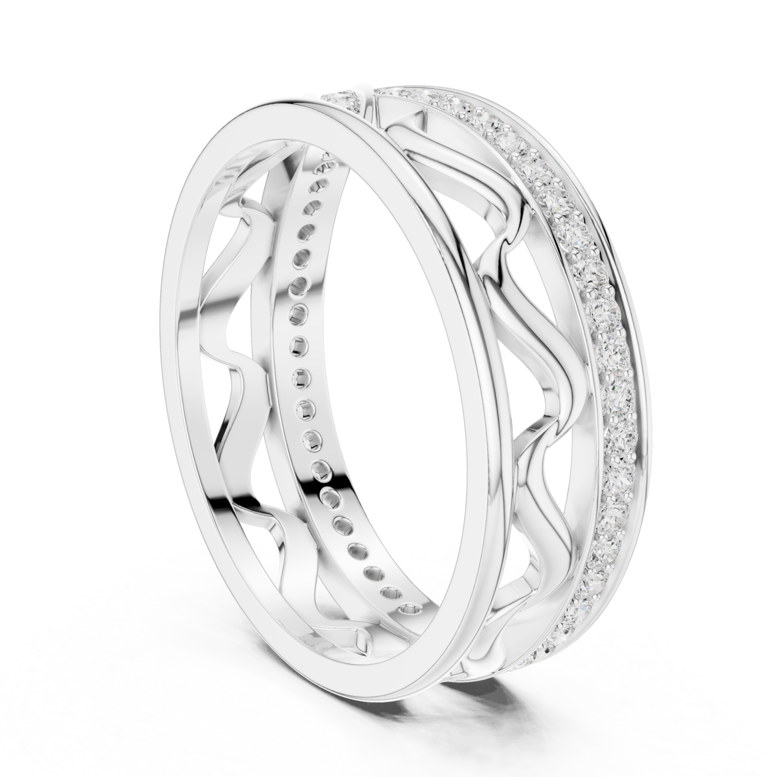  White Gold Celestial Infinity Dual Band Artistic Ring Left View