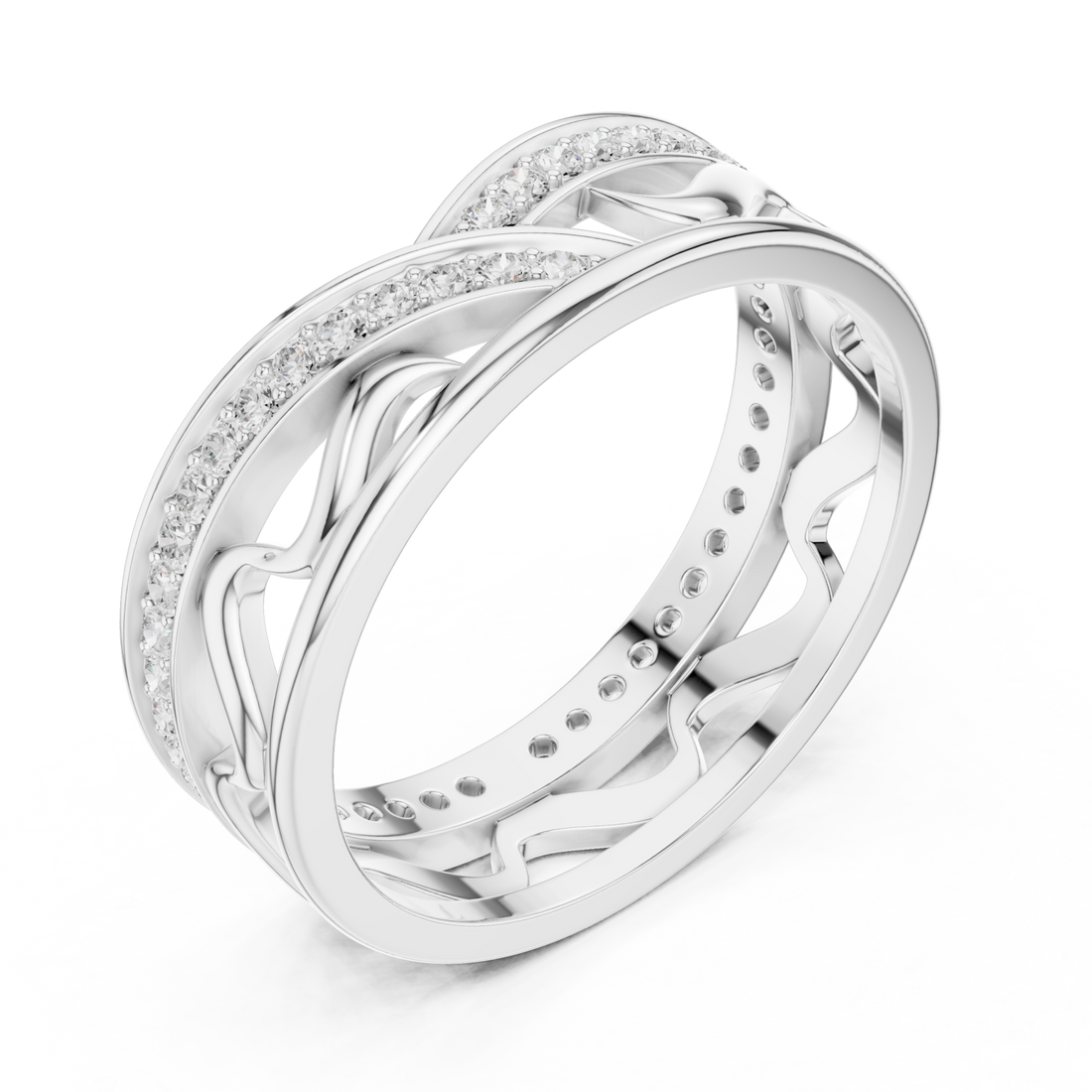  White Gold Celestial Infinity Dual Band Artistic Ring Right View