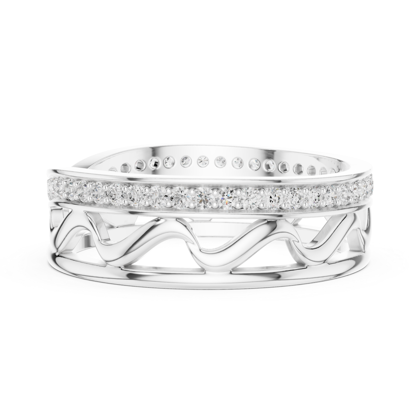  White Gold Celestial Infinity Dual Band Artistic Ring Side View