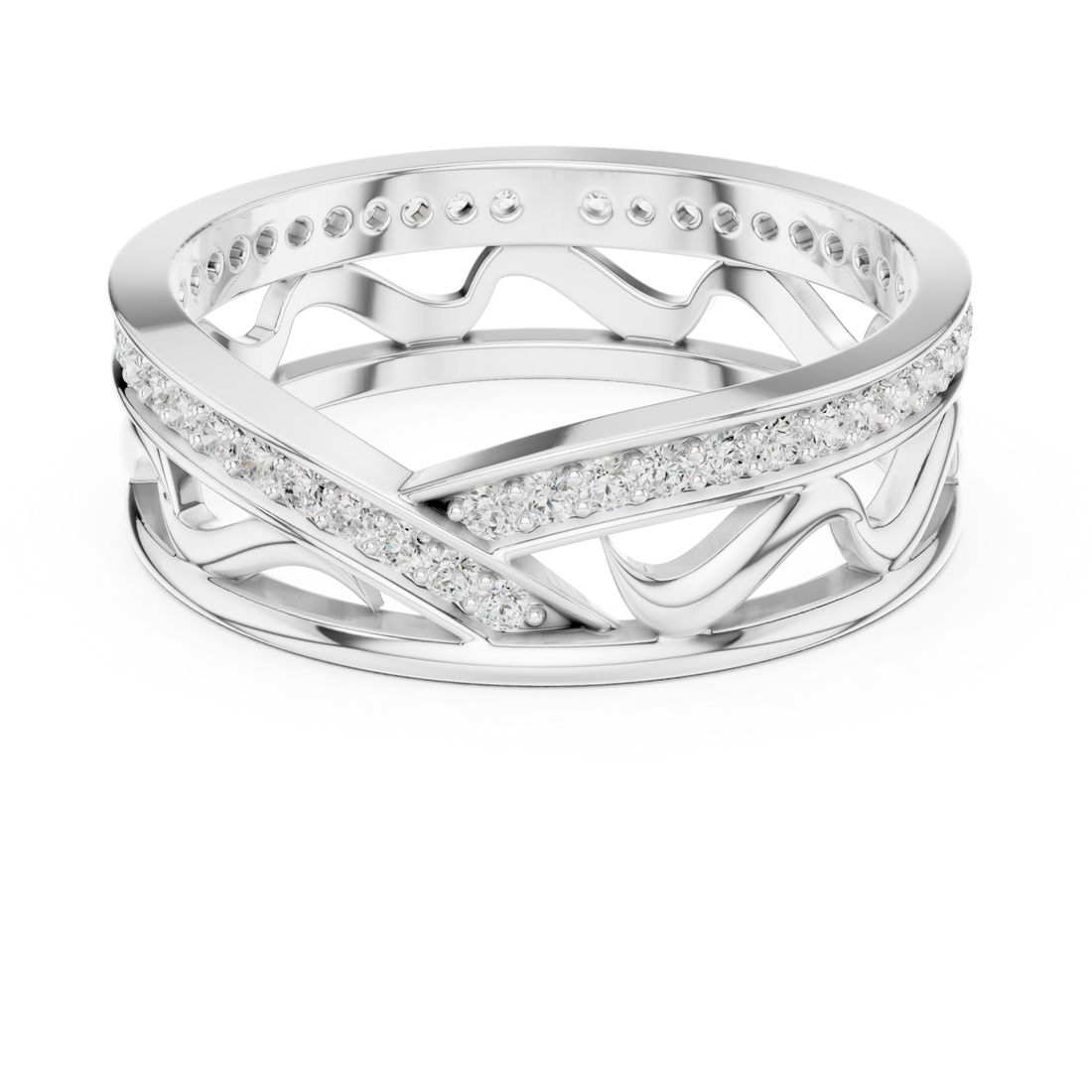  White Gold Celestial Infinity Dual Band Artistic Ring Right View