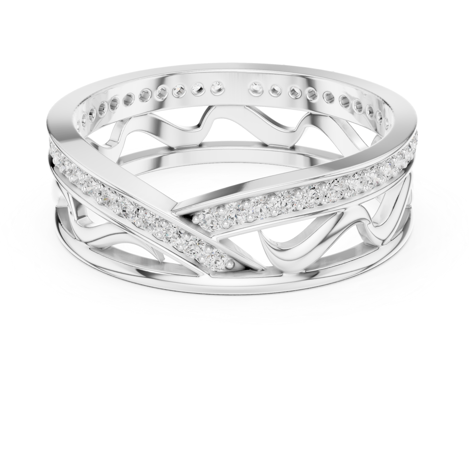  White Gold Celestial Infinity Dual Band Artistic Ring Front View