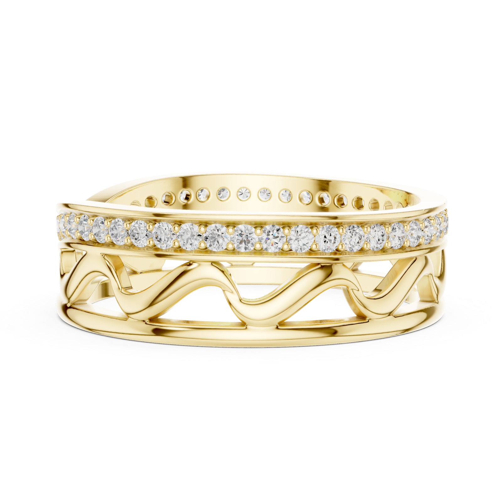  Gold Celestial Infinity Dual Band Artistic Ring Side View