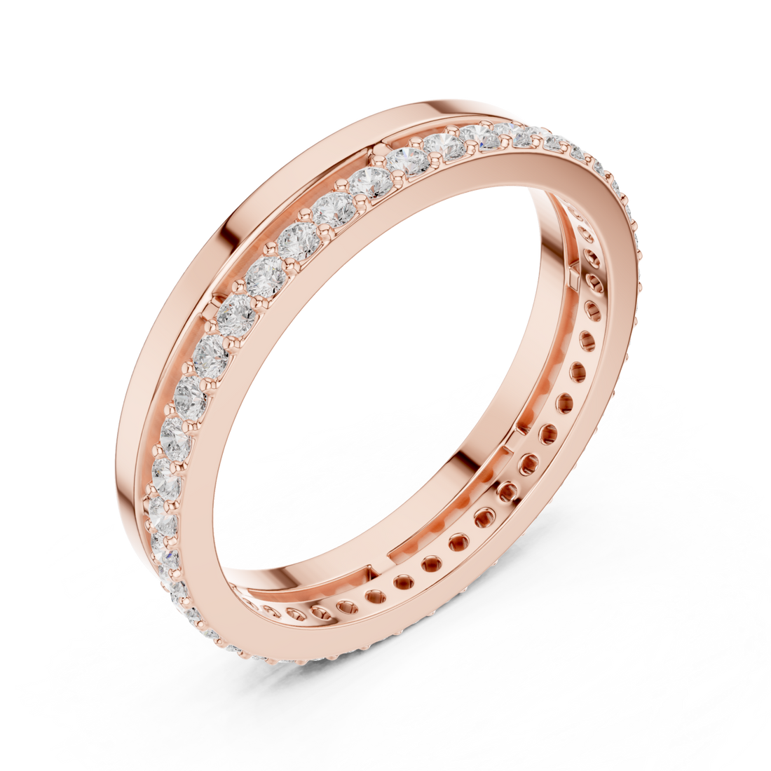  Rose Gold Luminous Charm Slim Stacking Ring Right View