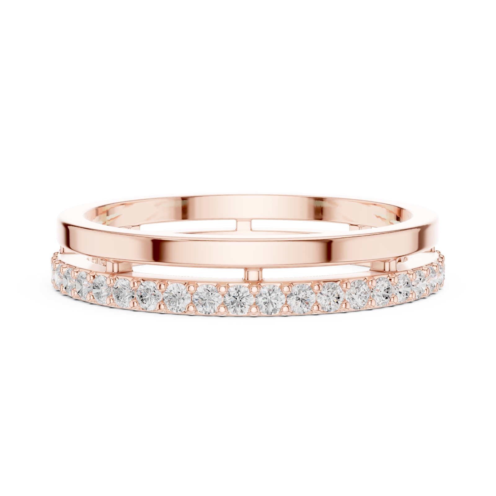  Rose Gold Luminous Charm Slim Stacking Ring Side View