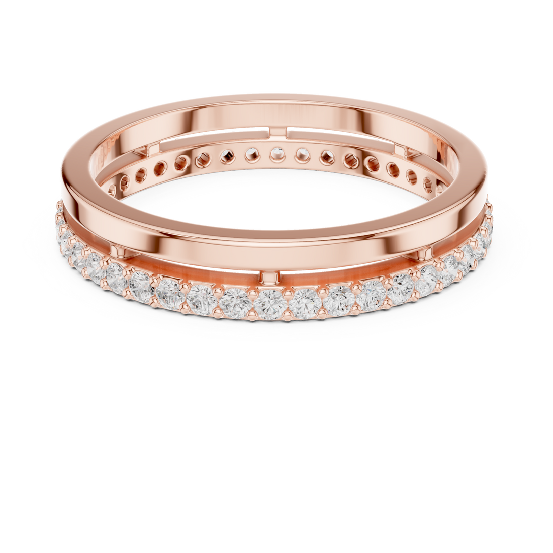  Rose Gold Luminous Charm Slim Stacking Ring Right View