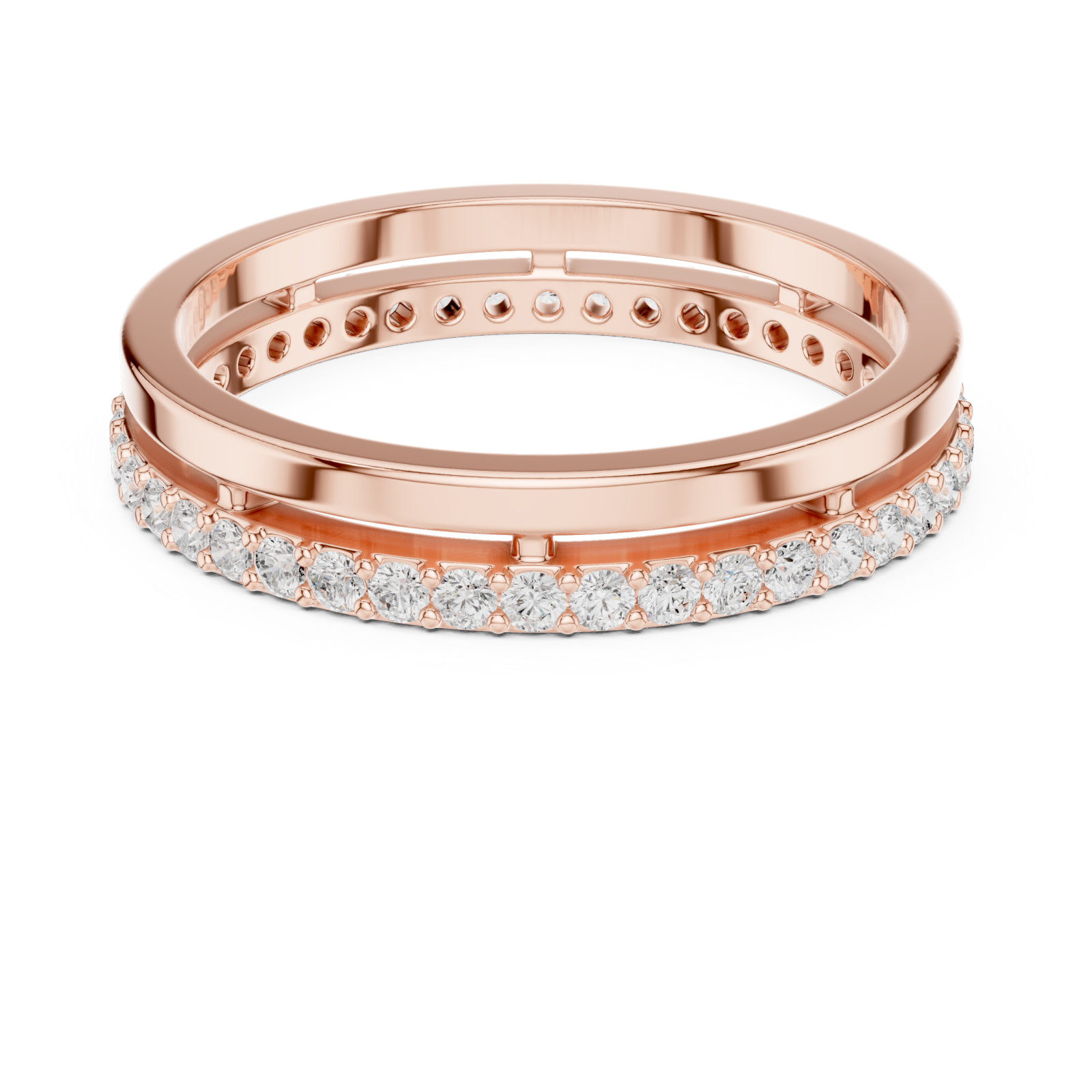  Rose Gold Luminous Charm Slim Stacking Ring Front View