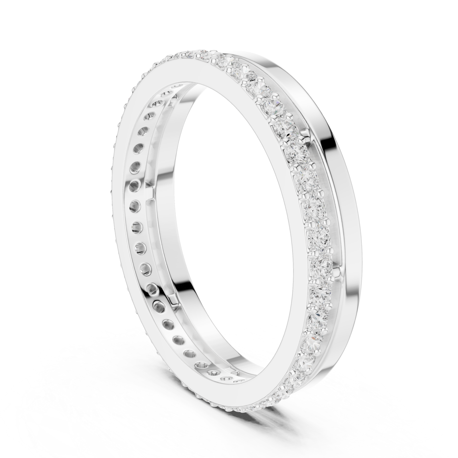  White Gold Luminous Charm Slim Stacking Ring Left View