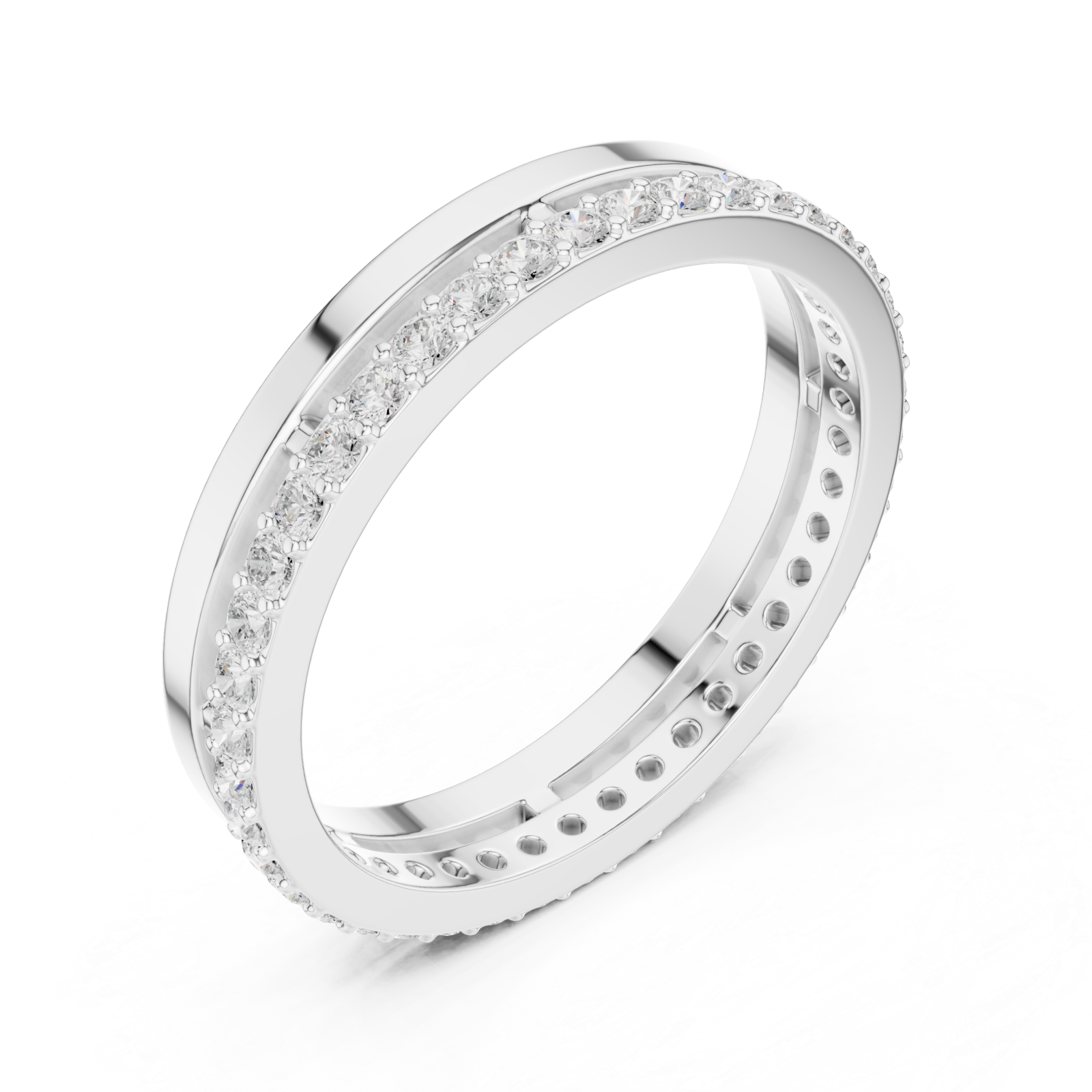  White Gold Luminous Charm Slim Stacking Ring Right View
