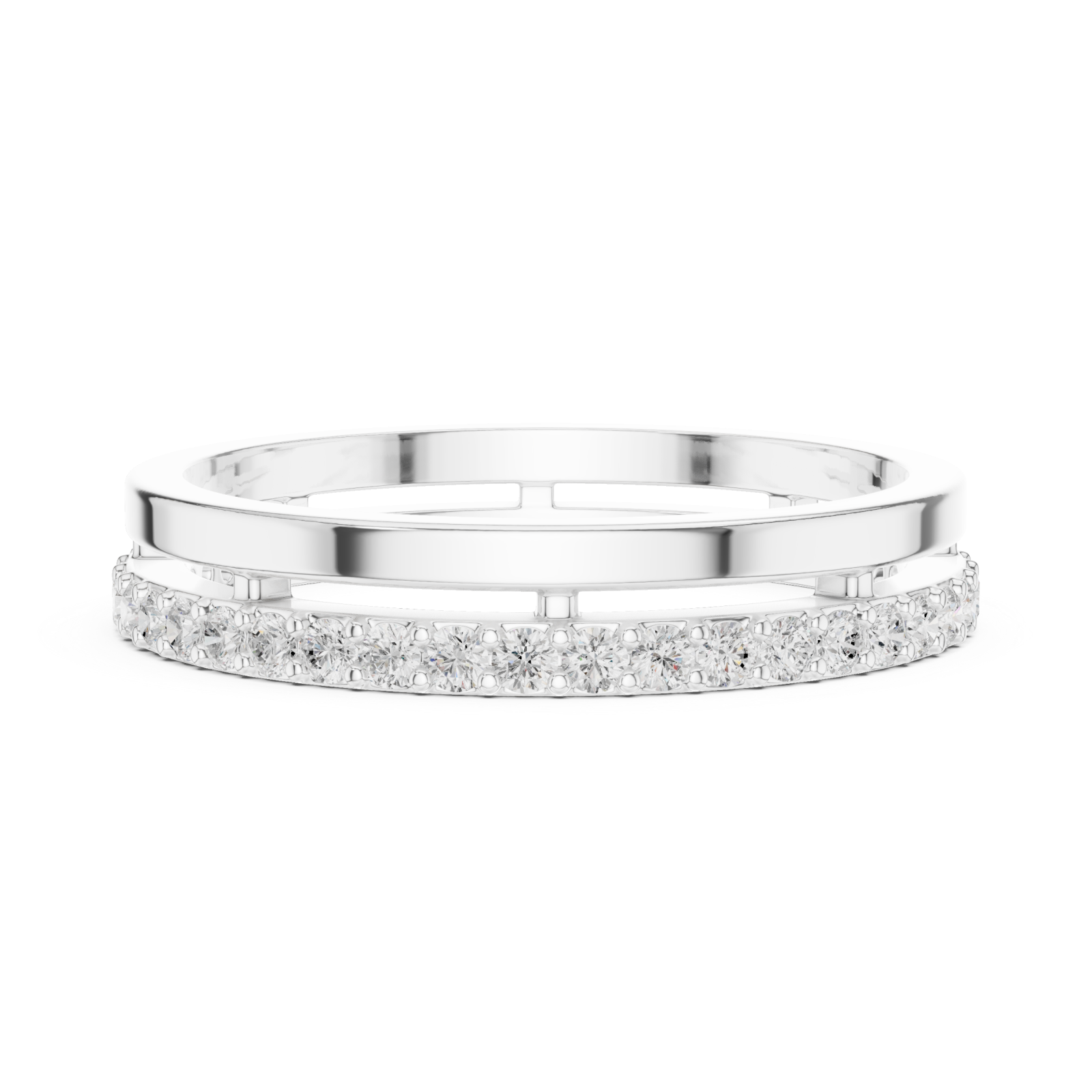  White Gold Luminous Charm Slim Stacking Ring Side View