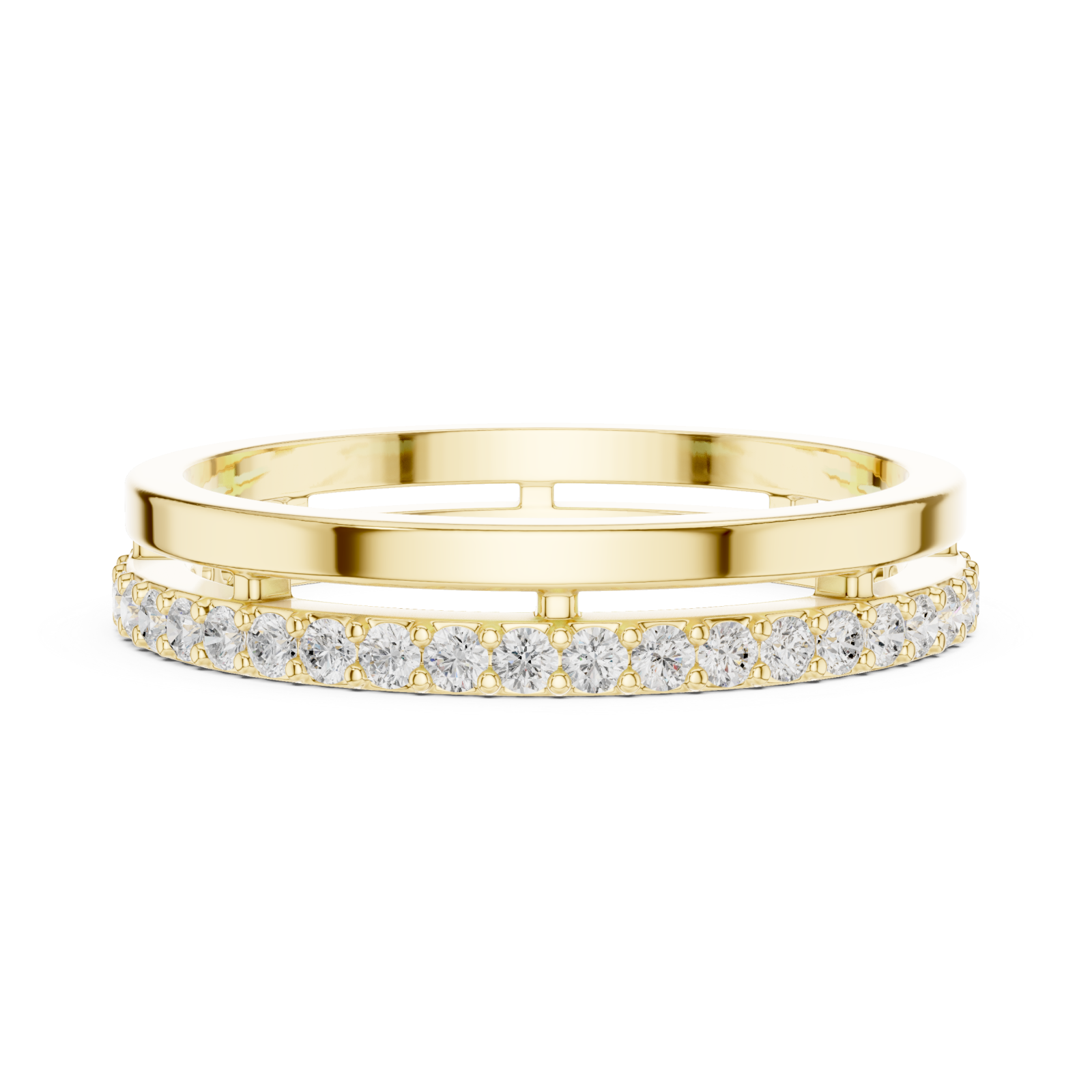  Gold Luminous Charm Slim Stacking Ring Side View