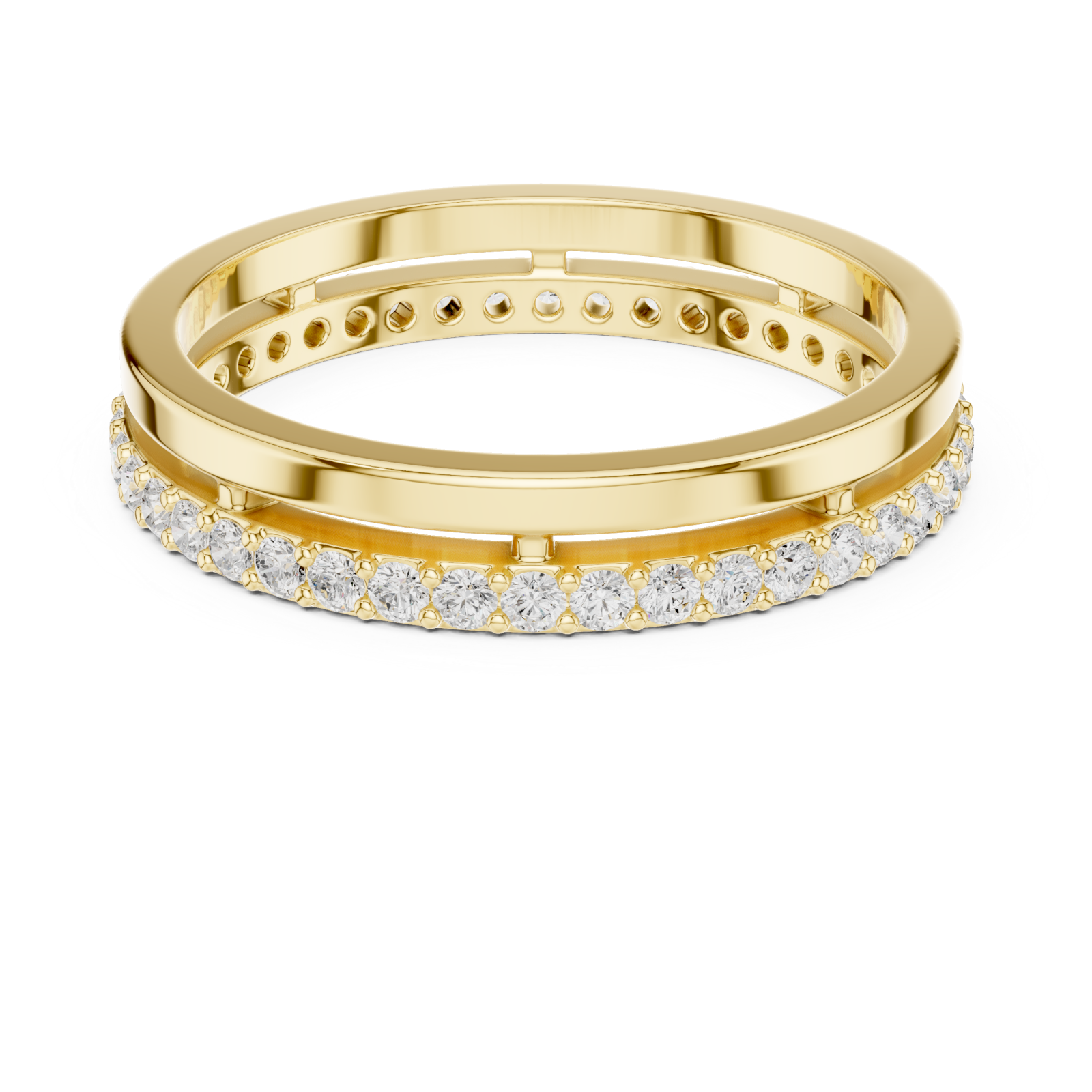  Gold Luminous Charm Slim Stacking Ring Front View