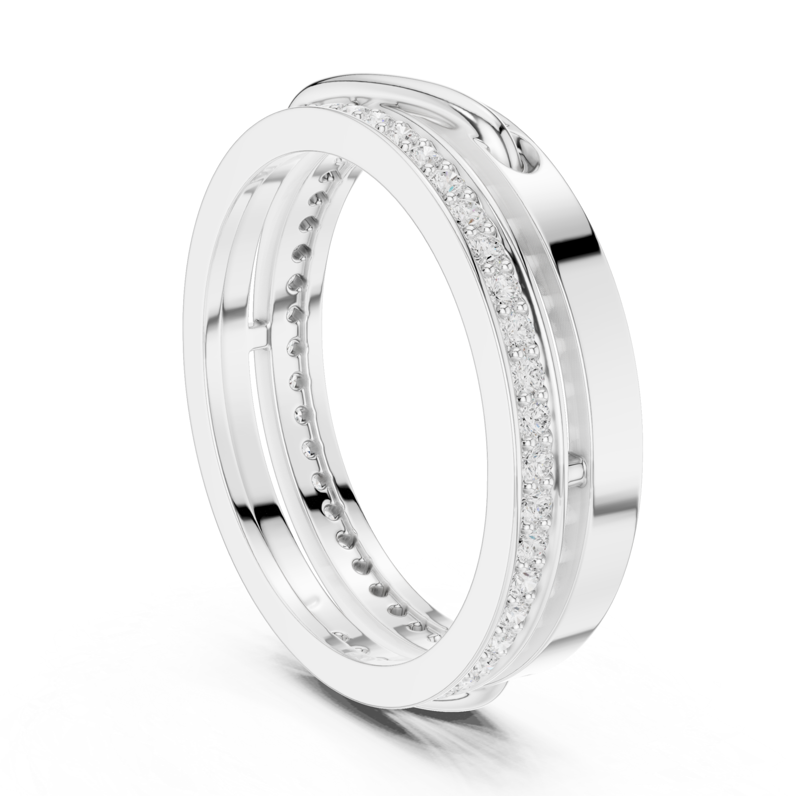  White Gold Celestial Embrace Interlocking Statement Ring Left View