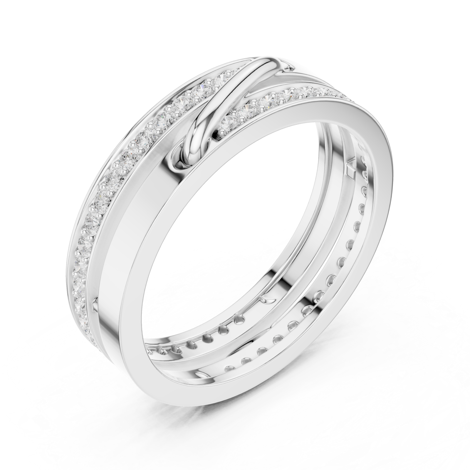  White Gold Celestial Embrace Interlocking Statement Ring Right View