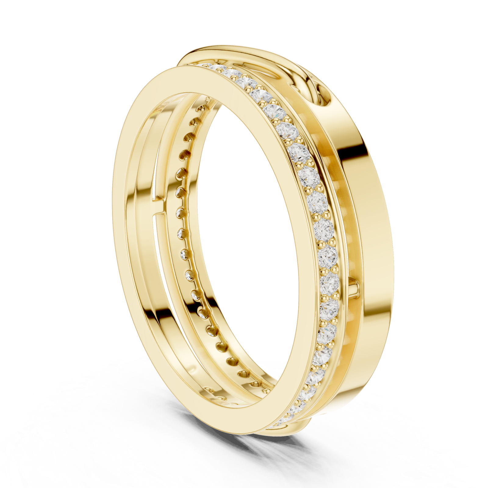  Gold Celestial Embrace Interlocking Statement Ring Left View
