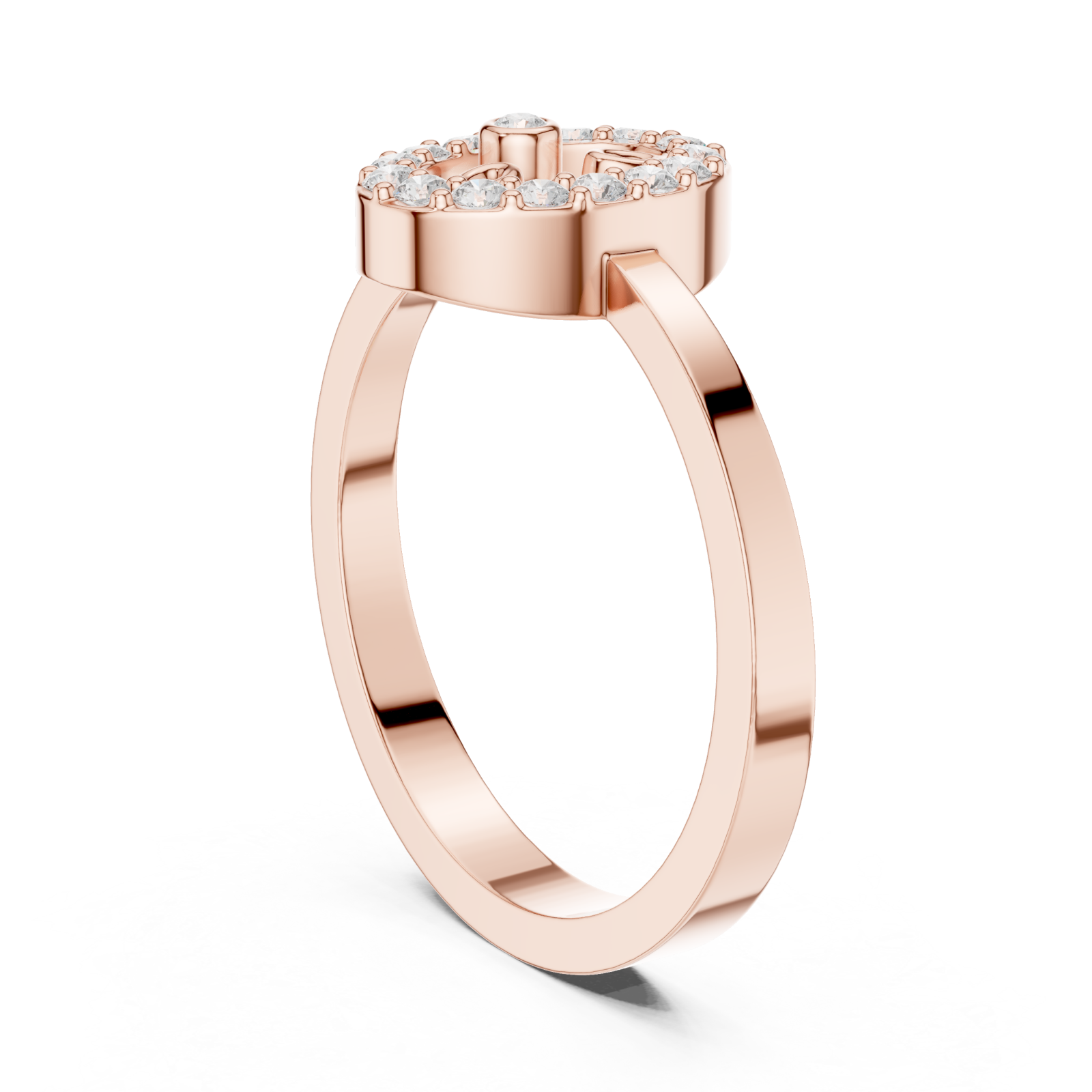  Rose Gold Luminous Embrace Monogram Ring Left View