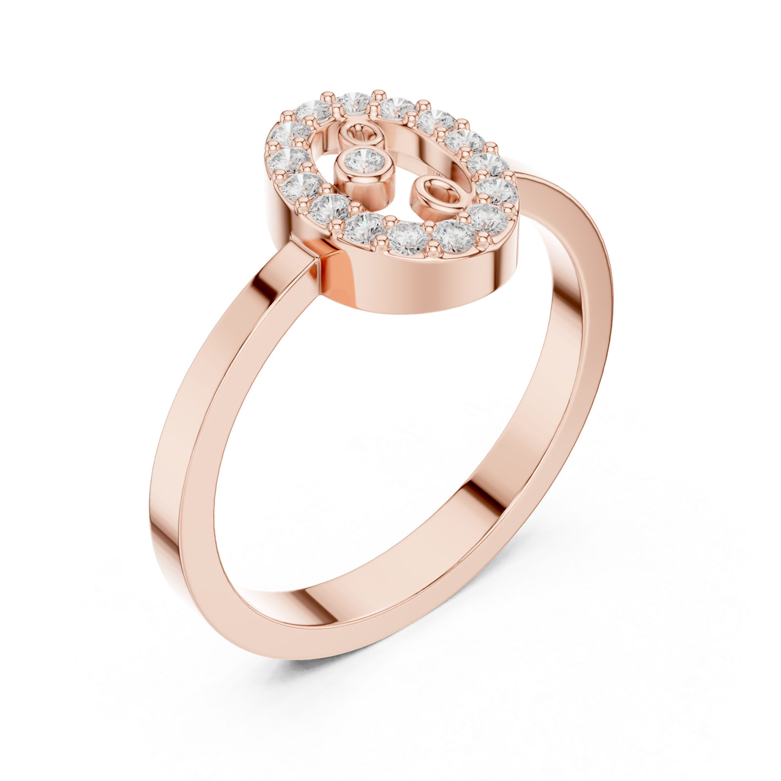  Rose Gold Luminous Embrace Monogram Ring Right View