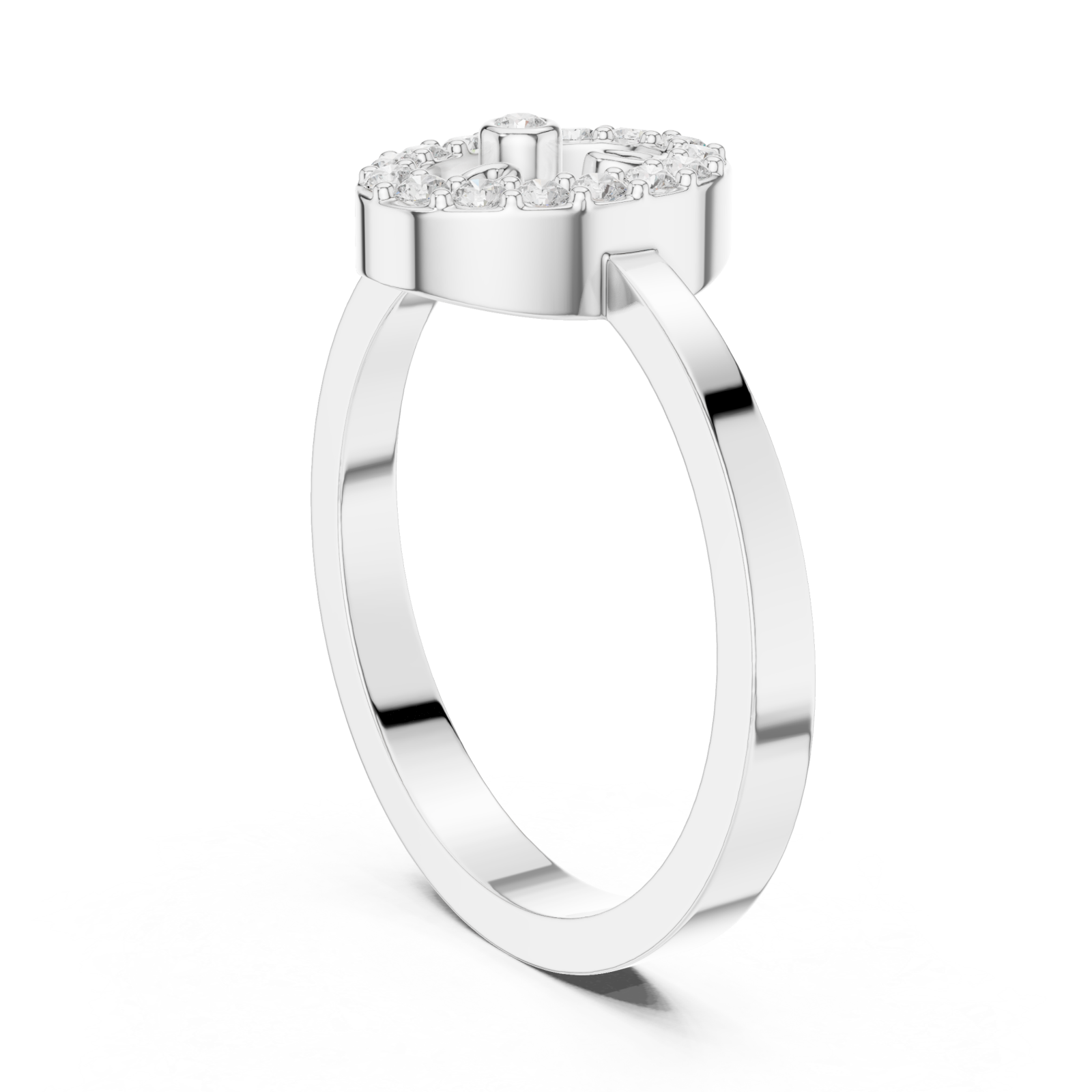  White Gold Luminous Embrace Monogram Ring Left View