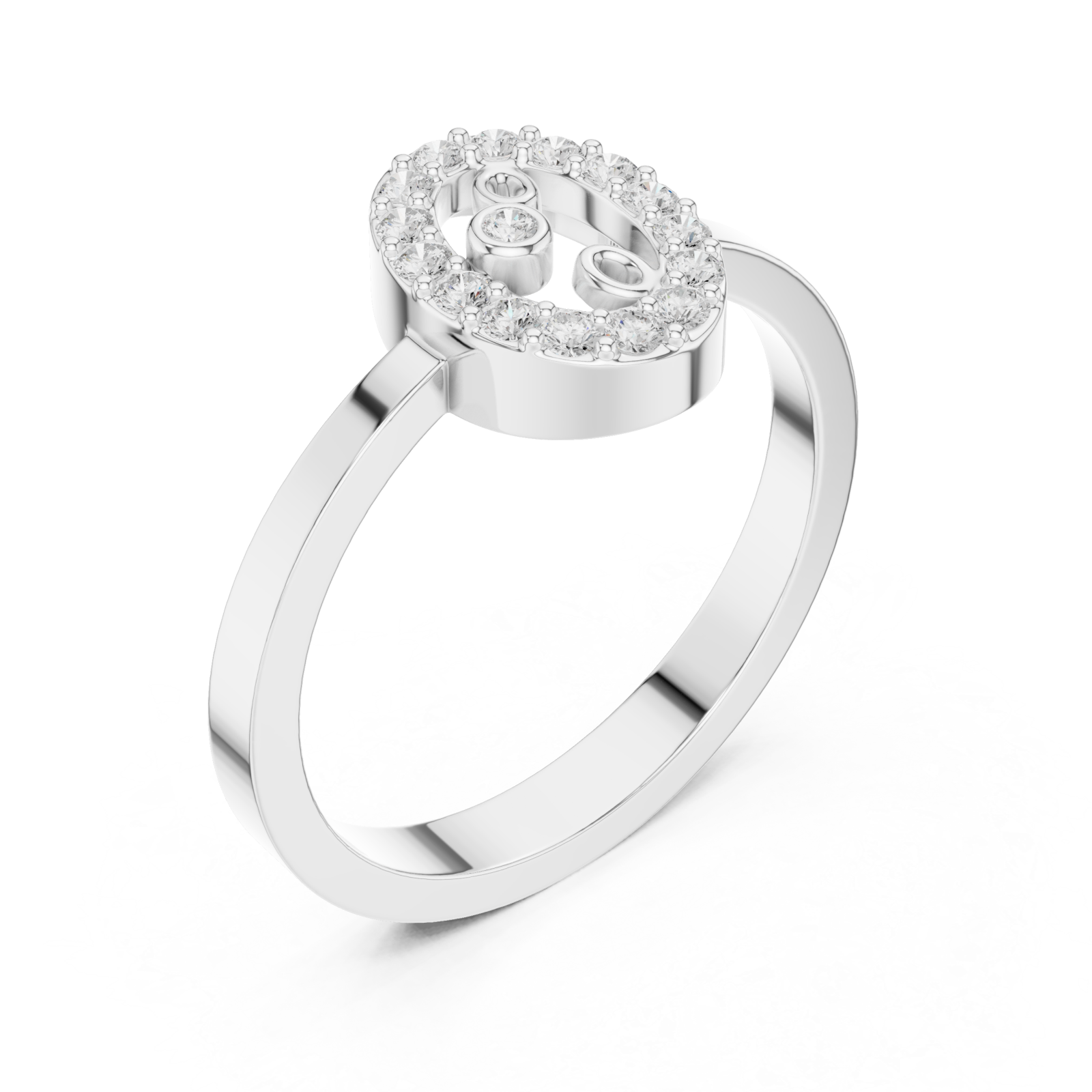  White Gold Luminous Embrace Monogram Ring Right View